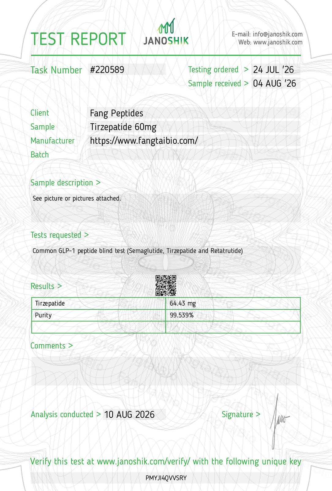 Tirzepatide Test Report