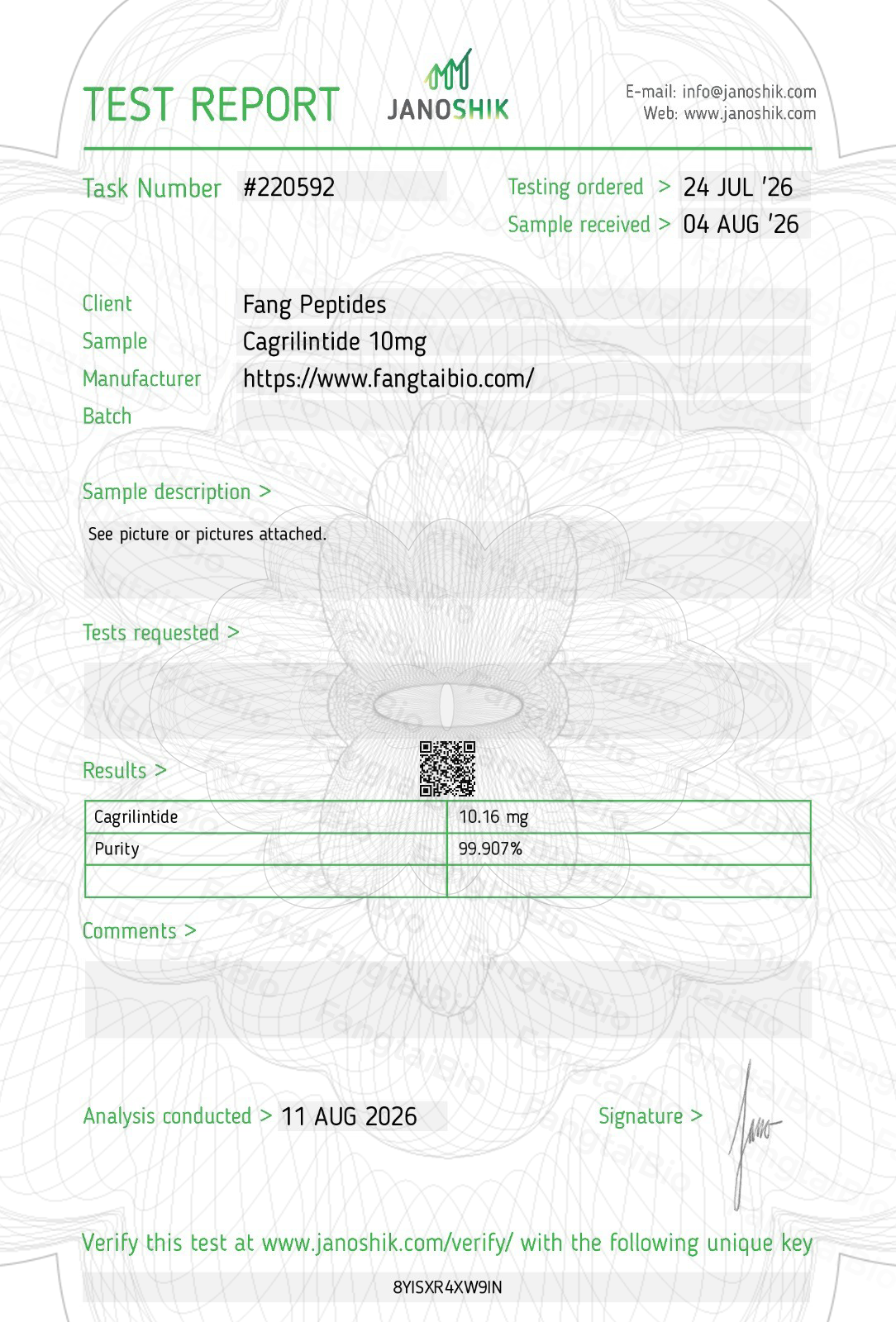 Cagrilintide Test Report