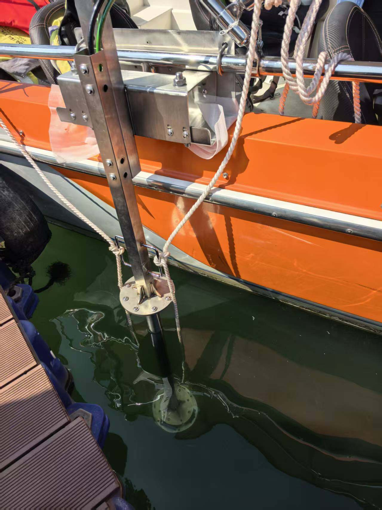 DVL sensor mounted on the hull