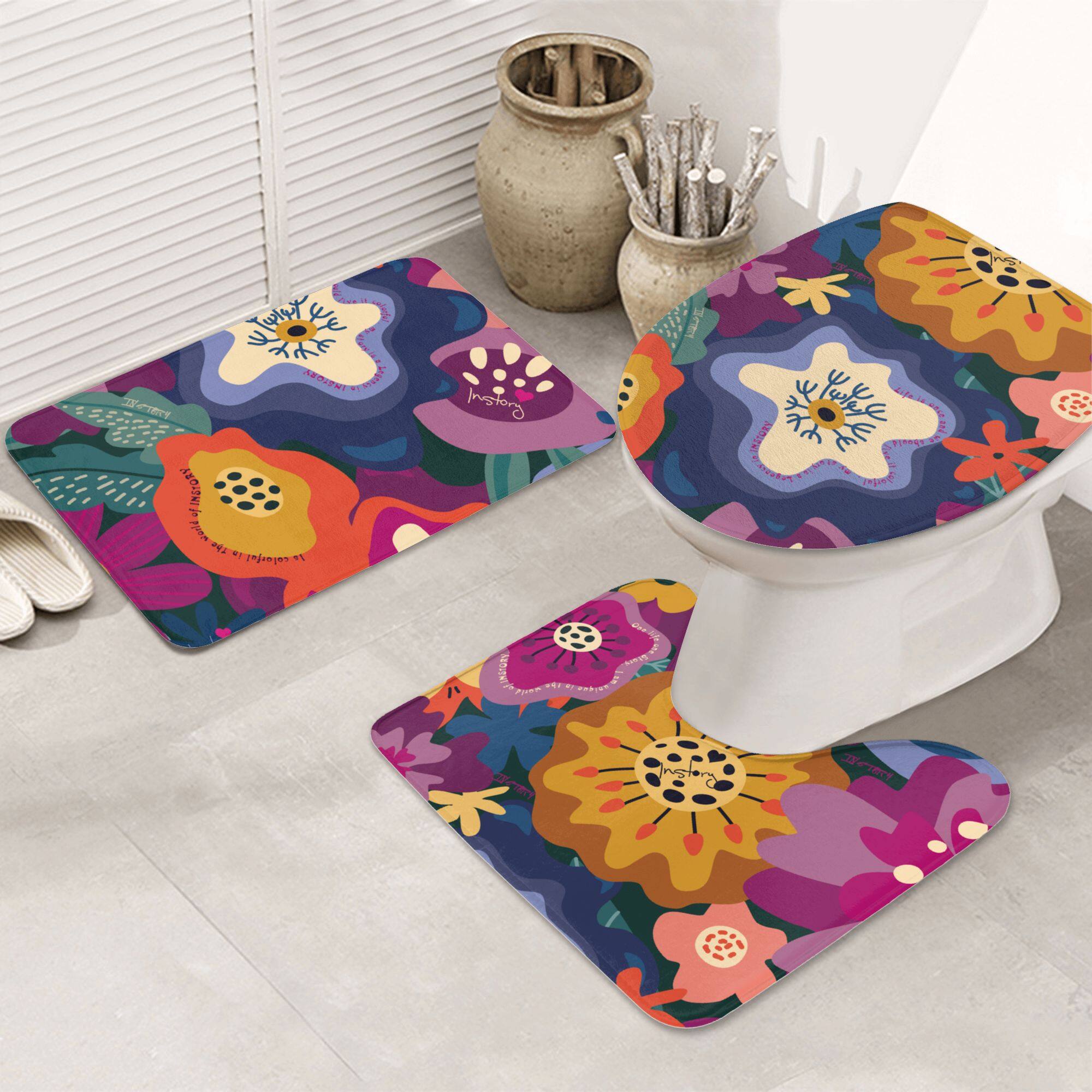 3-Piece Flannel Non-Slip Floor Mat Set