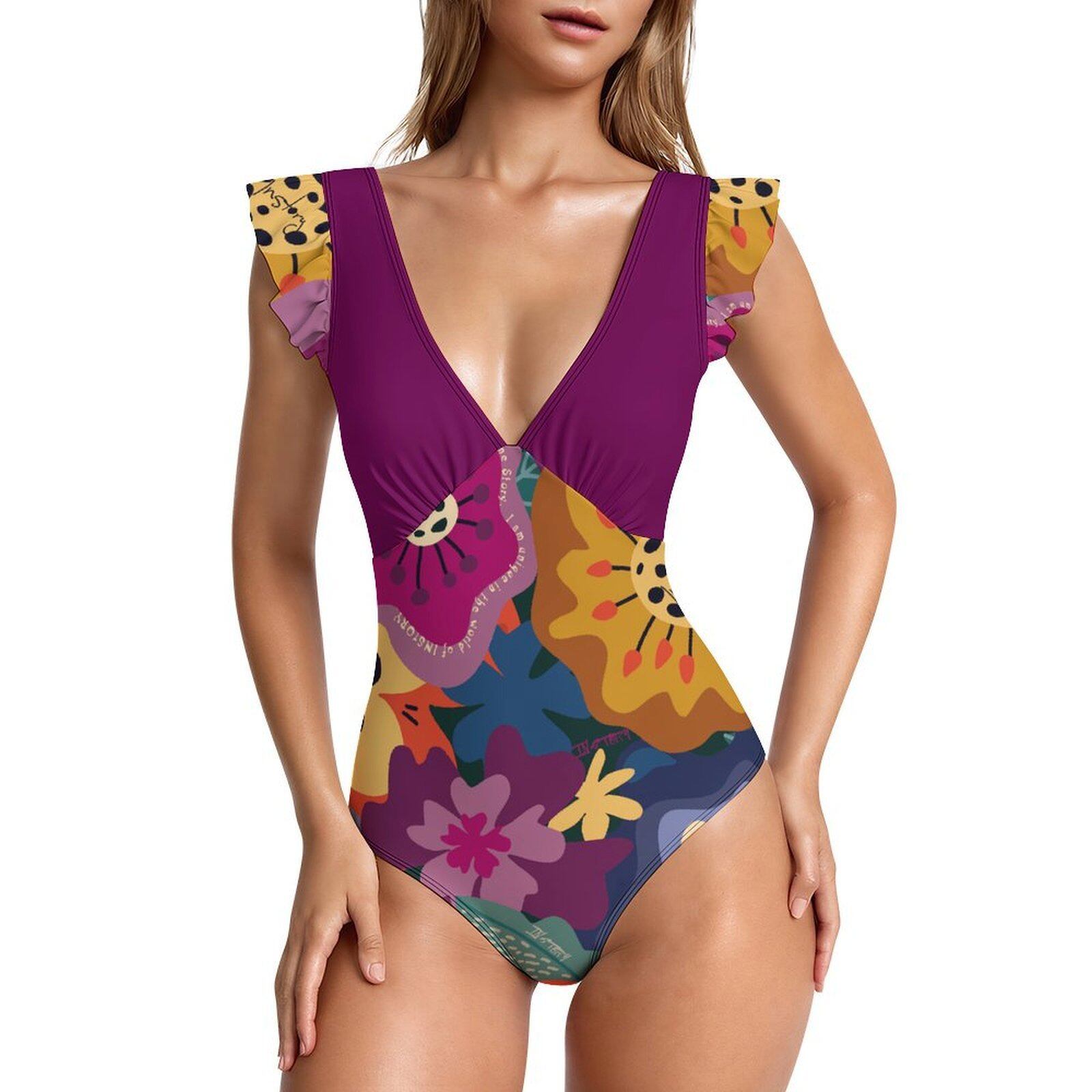 Ruffle Sleeve One-Piece Swimsuit