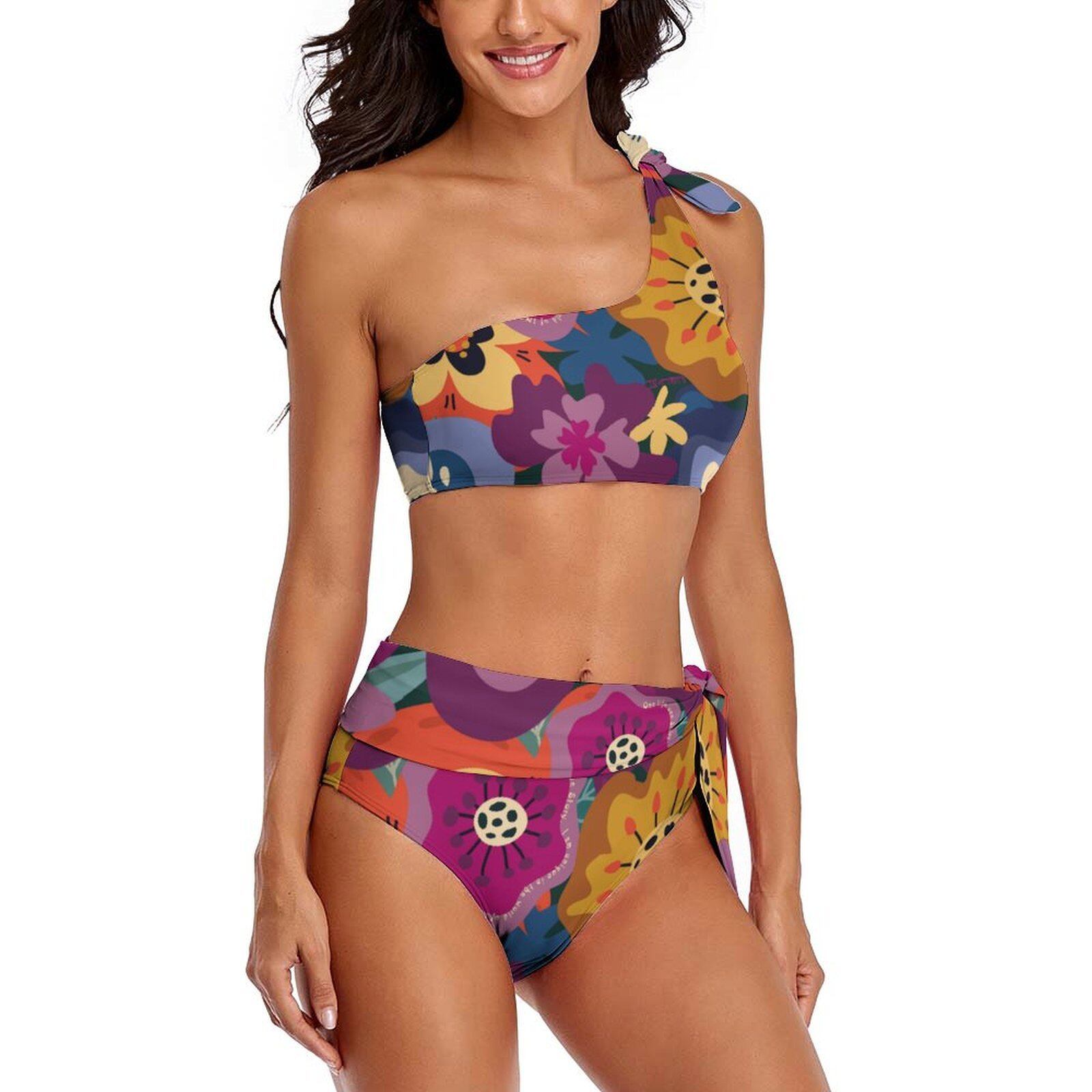 One-shoulder two-piece bikini