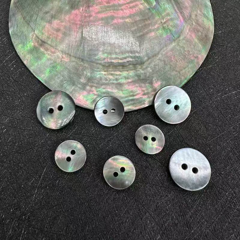 Natural black abalone button