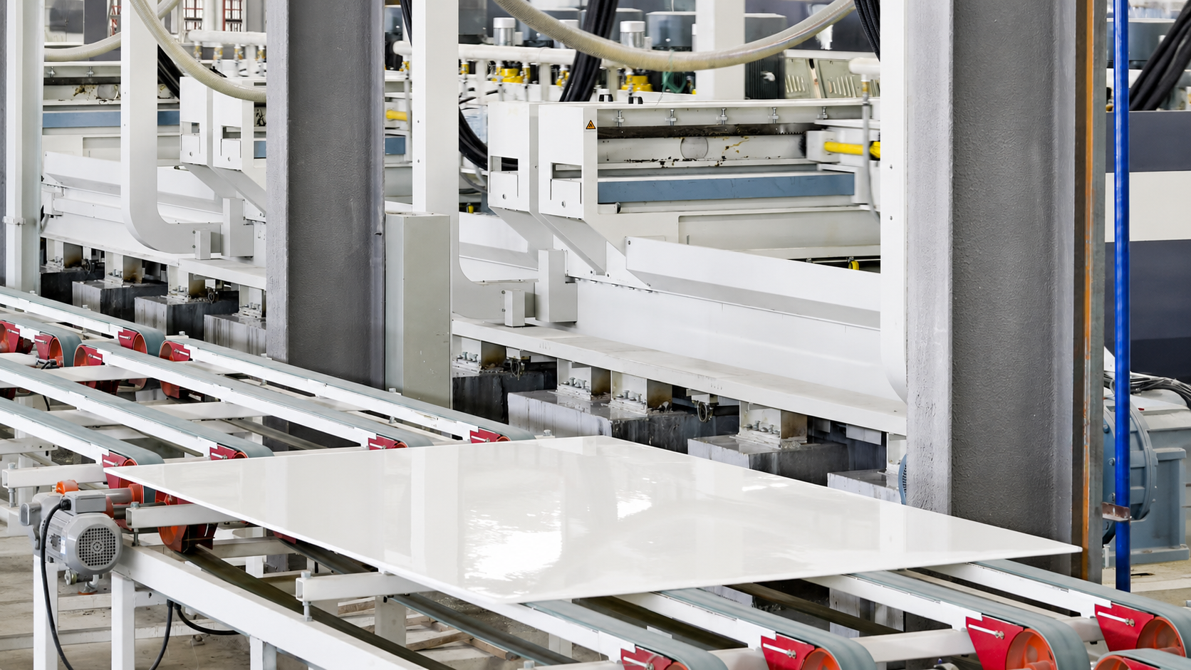 Automated production line with white panels
