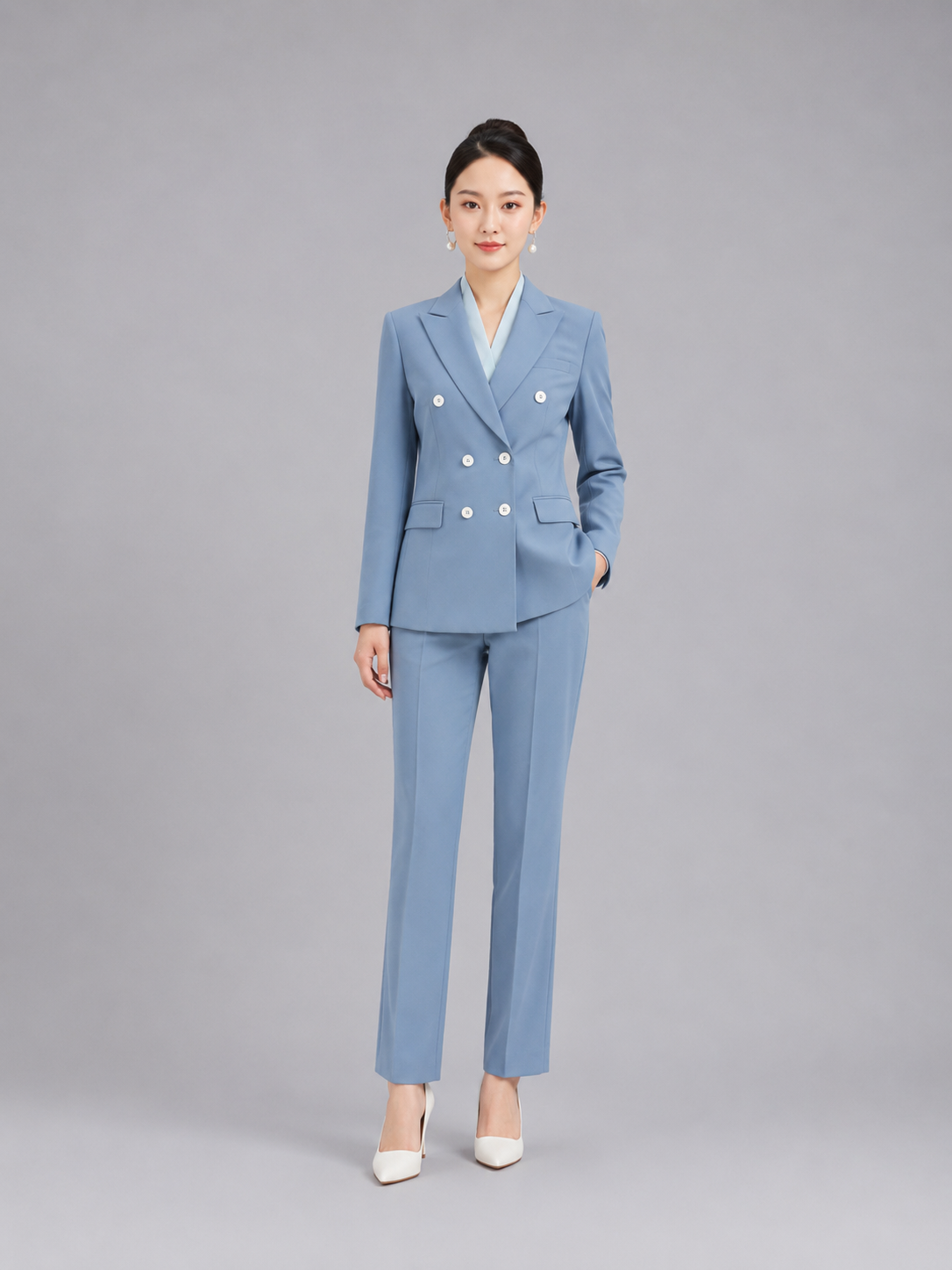 雅居尚品 女款时尚单西(雾霾蓝)