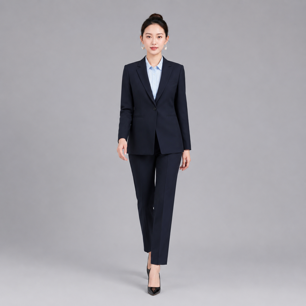 雅居尚品 女款时尚西装三件套(藏青)