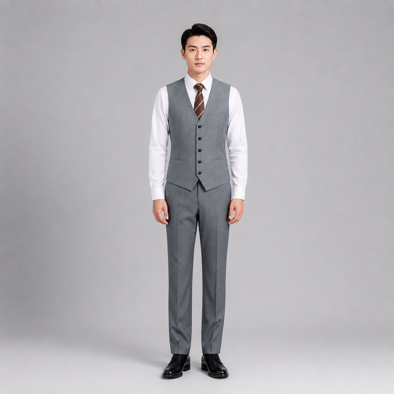 雅居尚品 男式羊毛三件套（灰色）