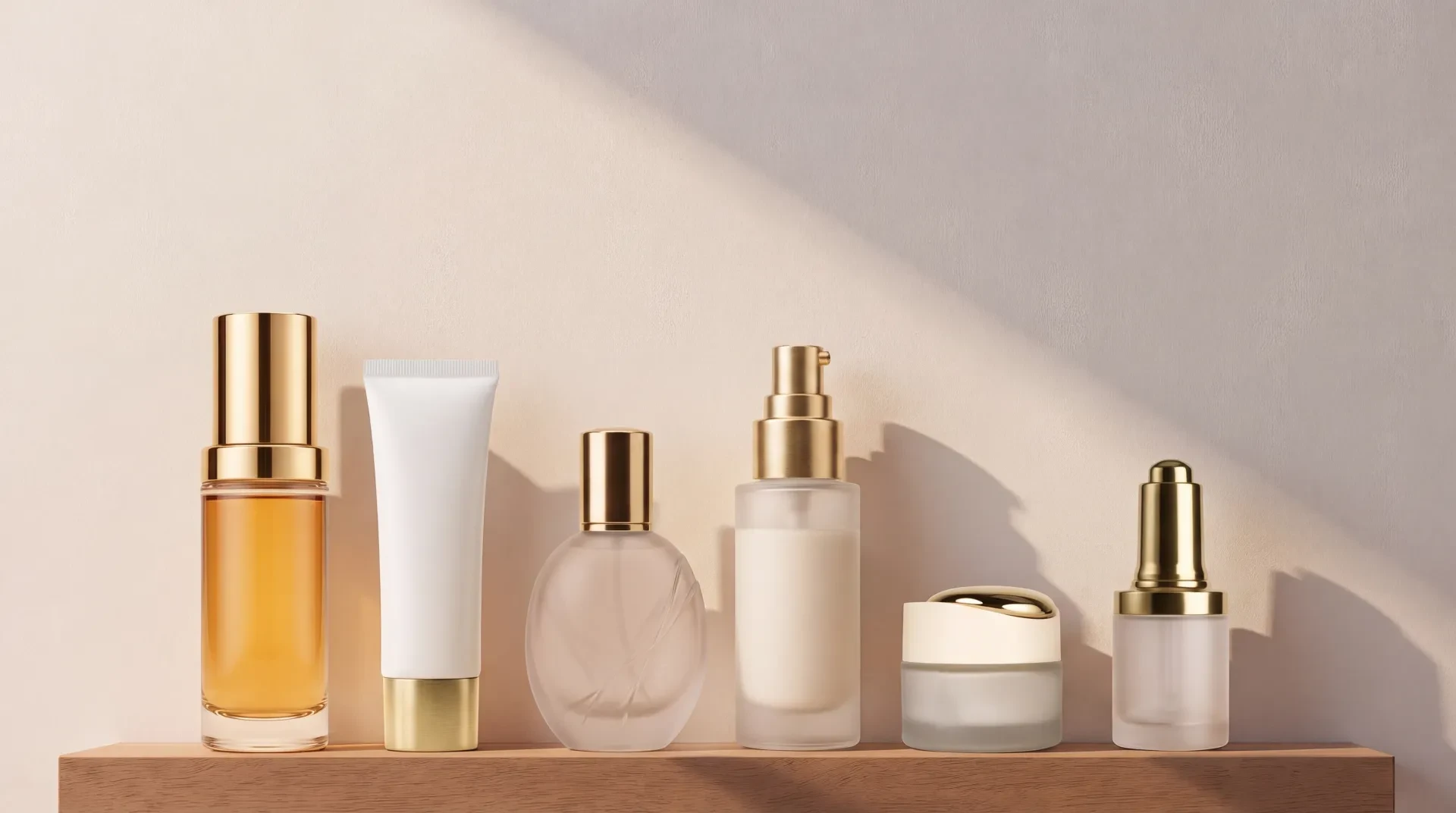 Range of cosmetic packaging including bottles, tubes and jars