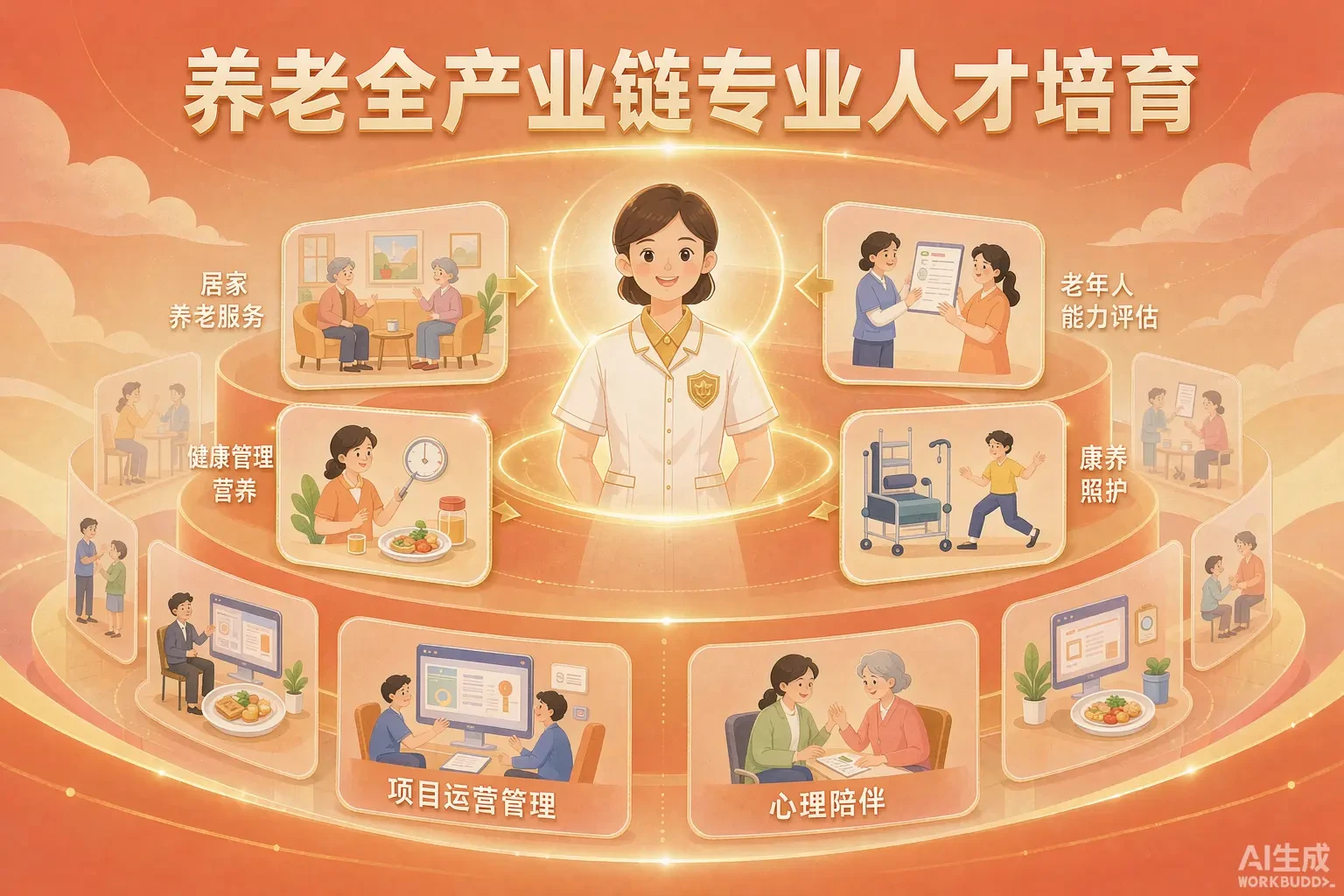 Brand imagery scene featuring the wellness care team posing together with seniors