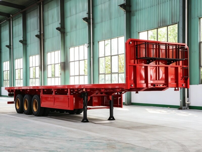 Tri Axle 45ft Flatbed Semi Trailer for Heavy Cargo Transport detail view 3