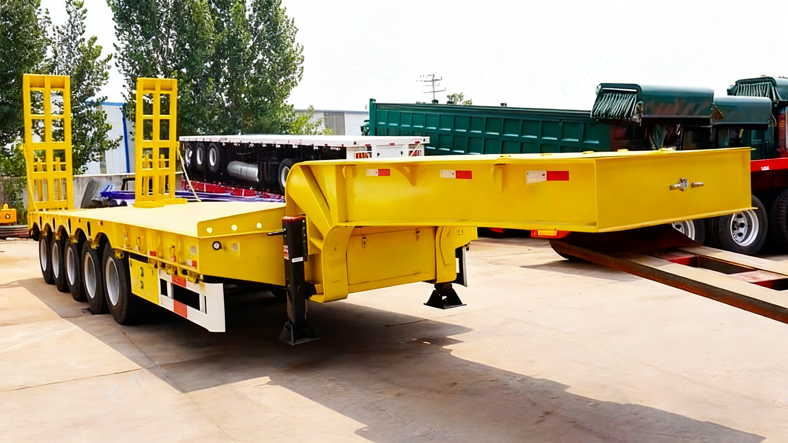 100 Ton Heavy Equipment Transporter Lowboy Semi Trailer detail view 2