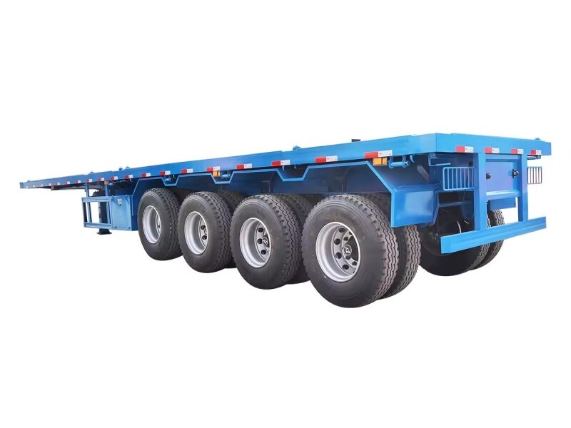 4 Axle Heavy Duty Flatbed Semi Trailer 80 Tons Capacity