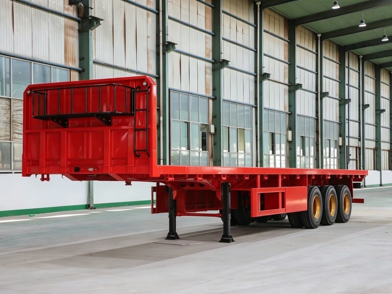 Tri Axle 45ft Flatbed Semi Trailer for Heavy Cargo Transport detail view 2