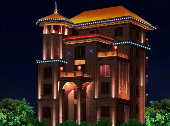 Nighttime Illumination of a Chinese-Style Tower Villa in Foshan, Guangdong – Residential Lighting Project Case Study