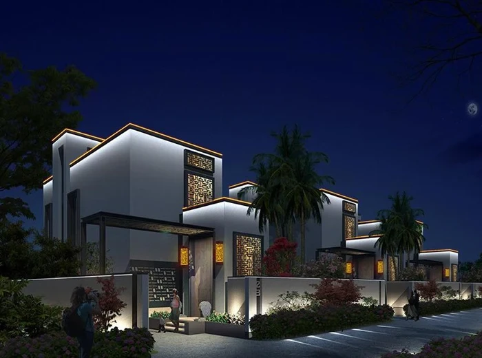 Hainan Modern Chinese Villa Lattice Lighting