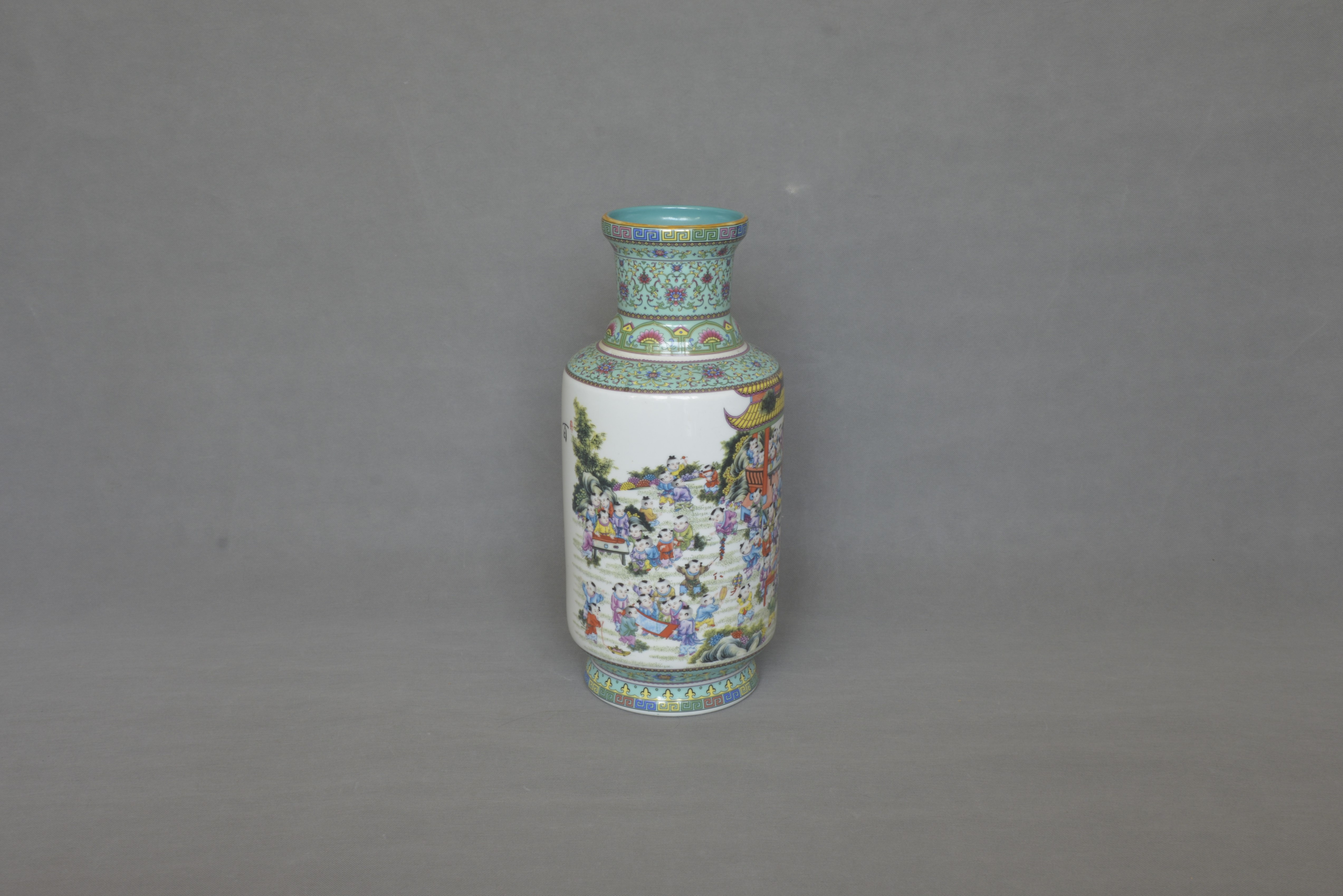 Qianlong Imperial Mark Famille Rose Hundred Children Design Bottle Vase 43×19×15.5×12cm - 3