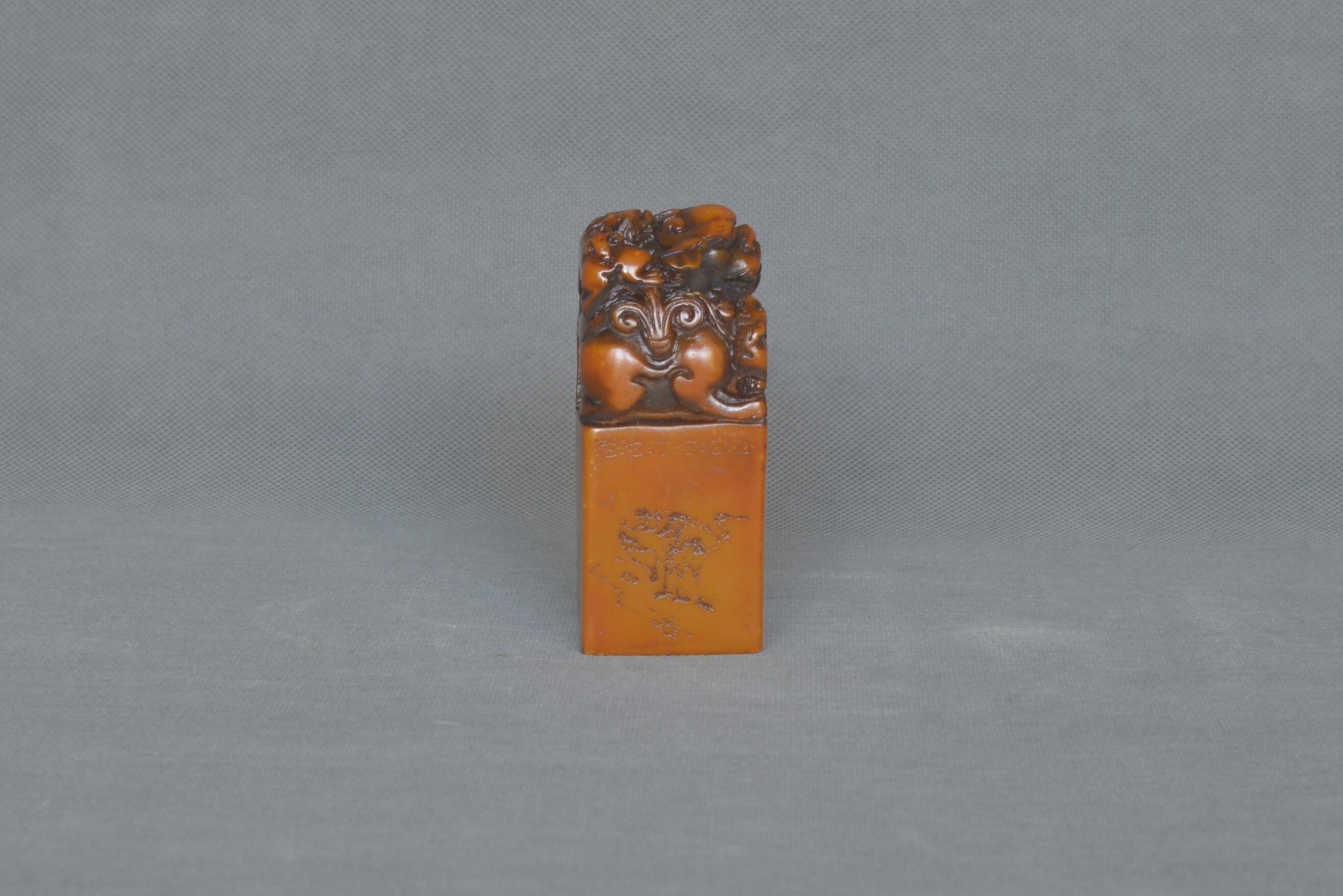 寿山田黄太狮少狮戏球四方印章  10×4×4cm - 3