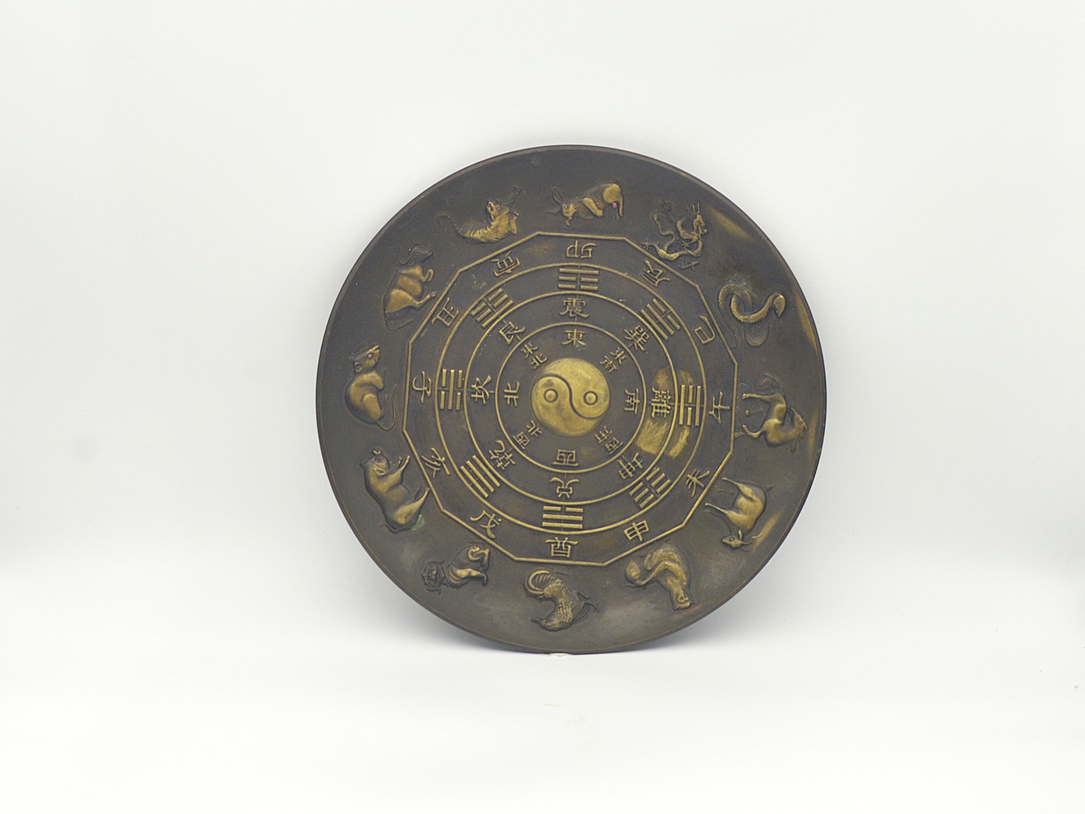 Qianlong Period, Qing Dynasty, Twelve Zodiac Signs and Bagua Pattern Bronze Plate 17.8×1.5×11.3cm - 3