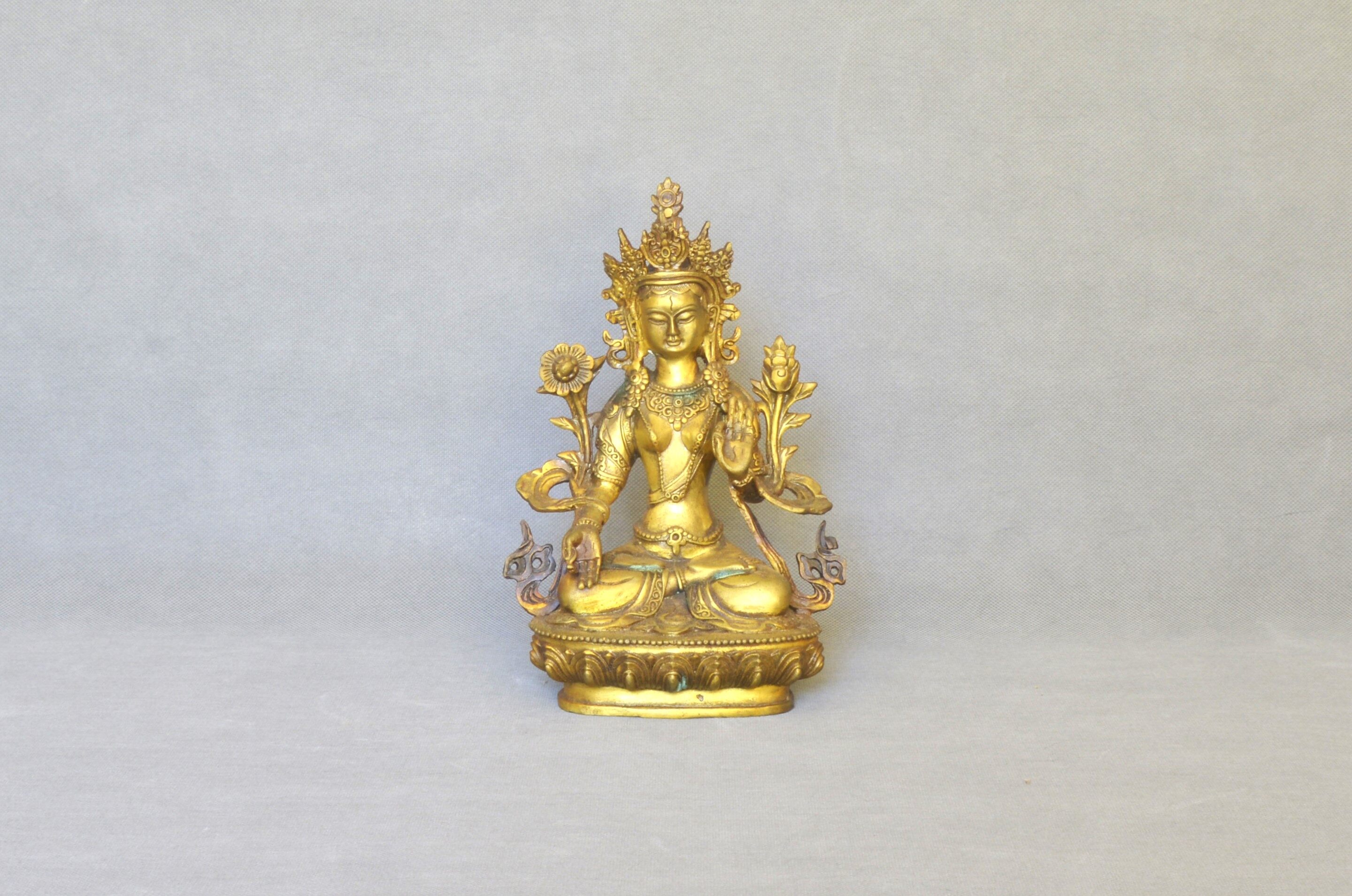 Gilt Copper Statue of White Tara 21.5×13.5×8cm