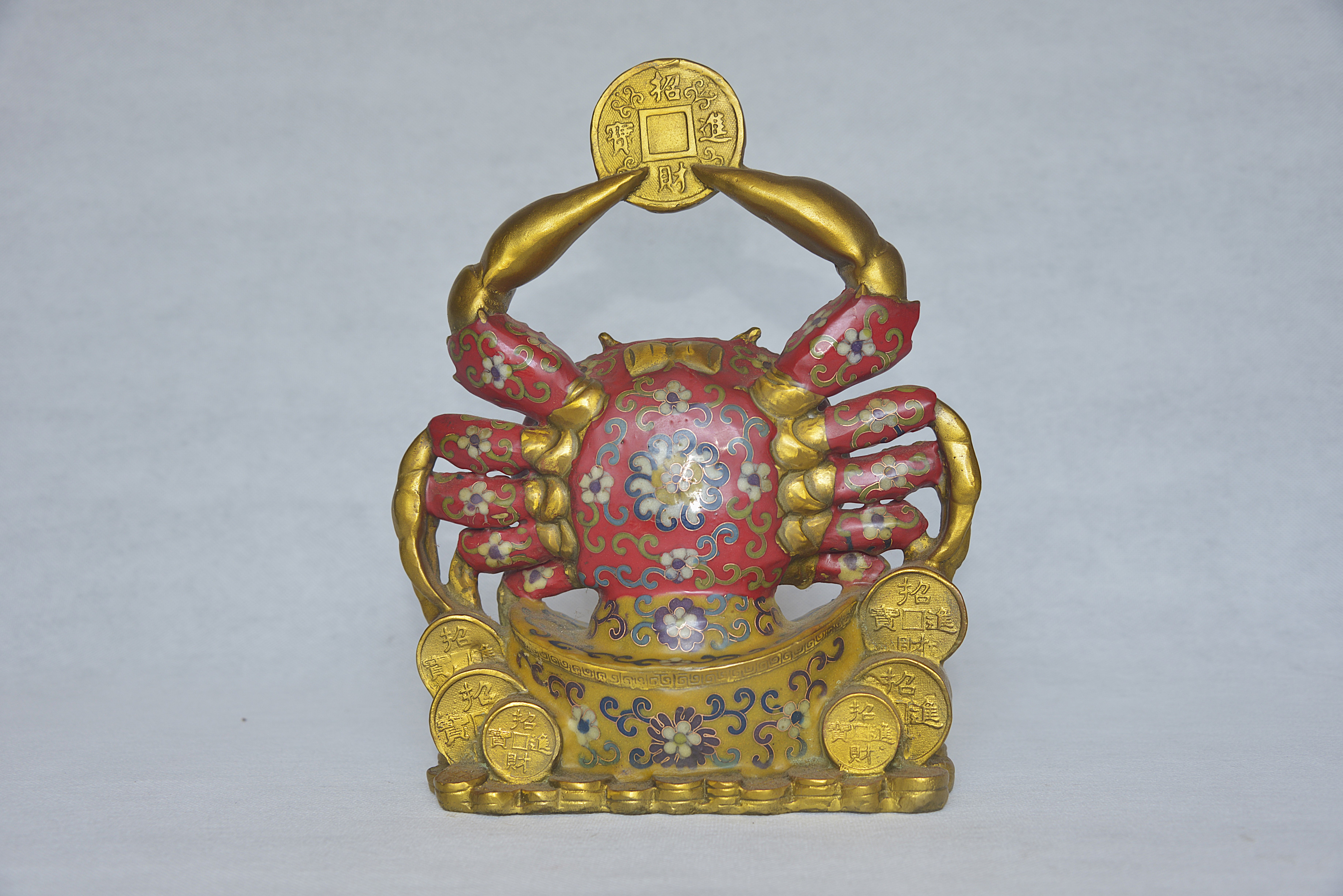  铜鎏金掐丝珐琅八方来财螃蟹摆件（一对），大明宣德年制款 27×23×10cm - 2