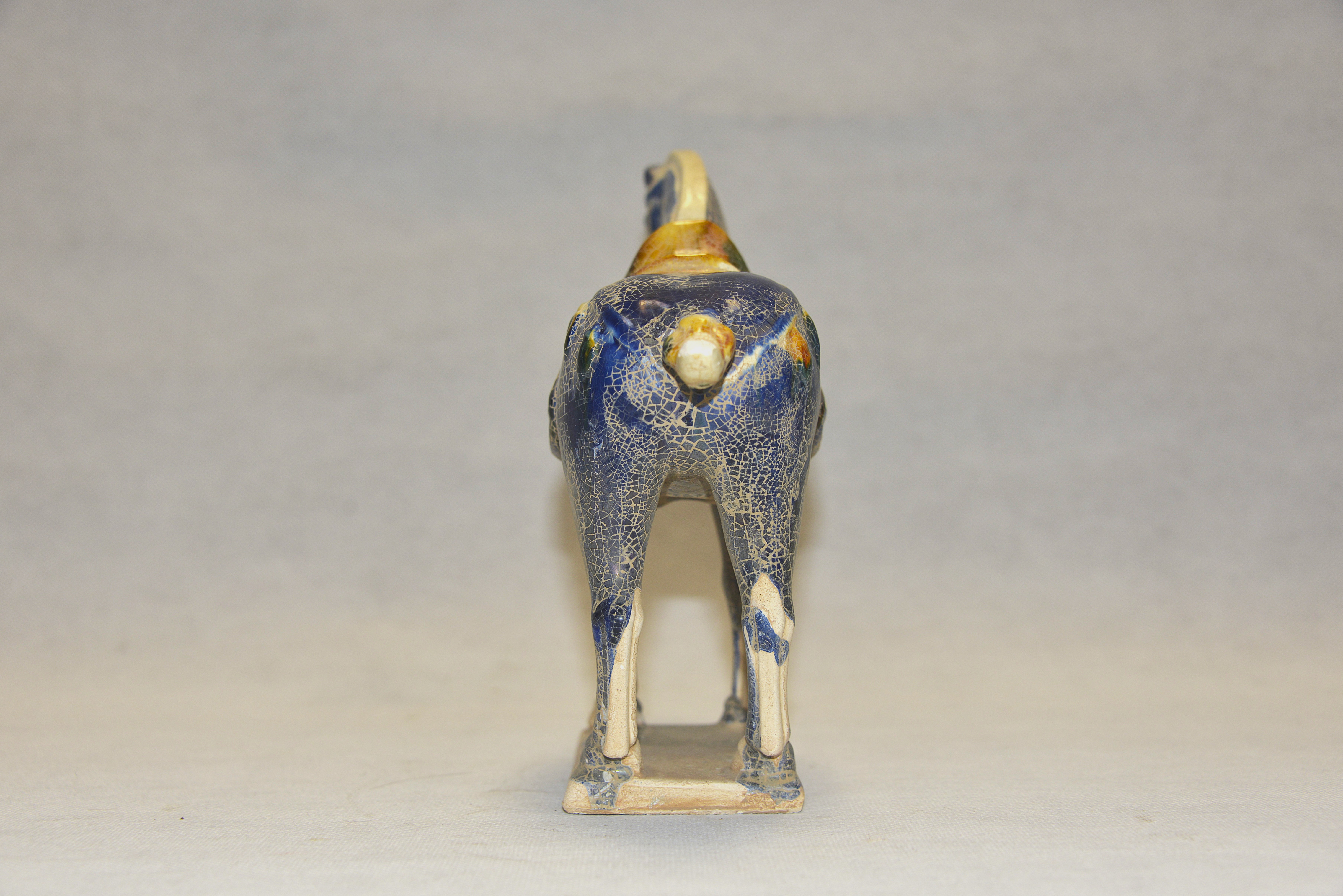 唐三彩蓝釉鞍马陶俑  23×21×8cm - 4