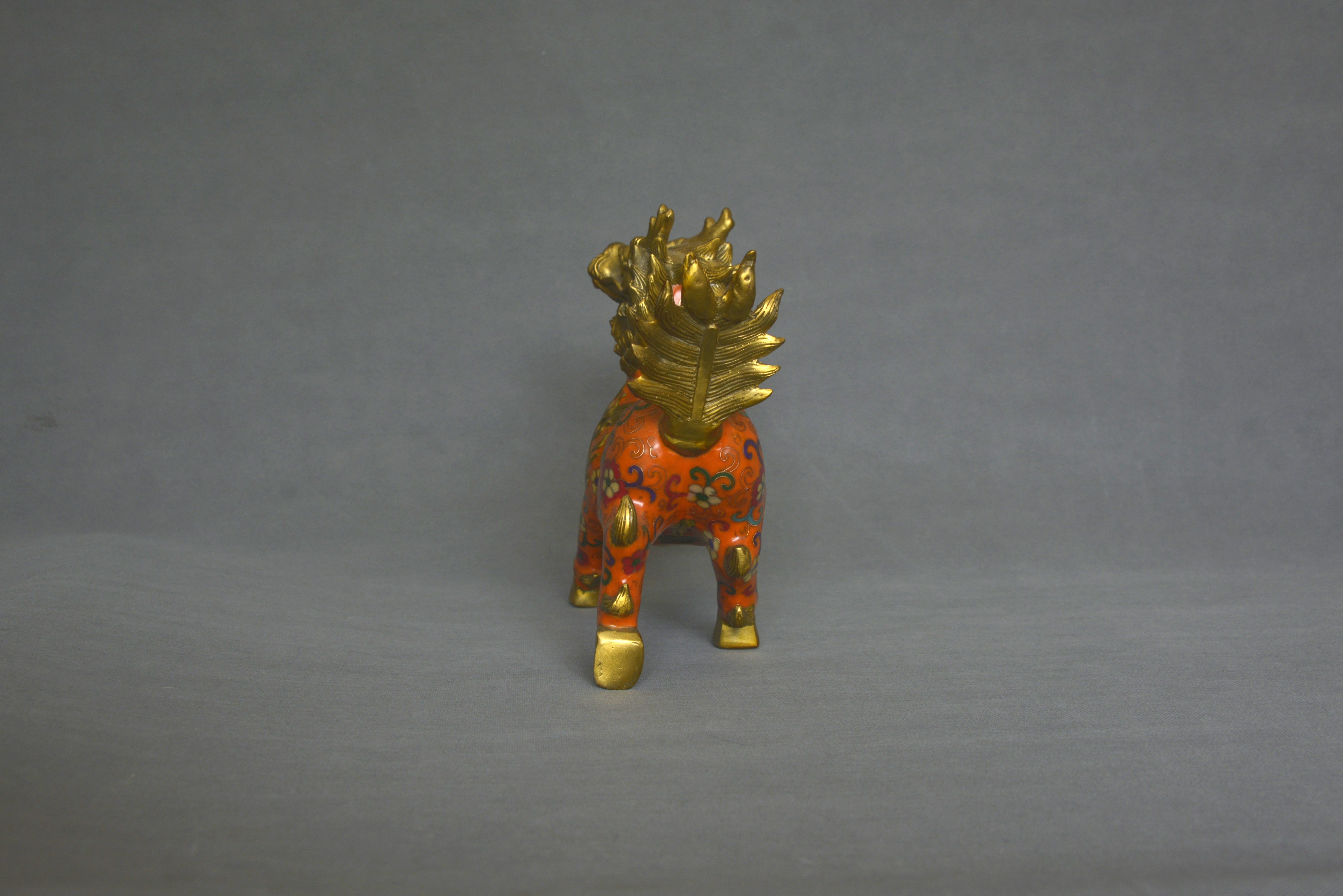 Copper Cloisonné Auspicious Qilin Ornament 24×23×1 cm - 5