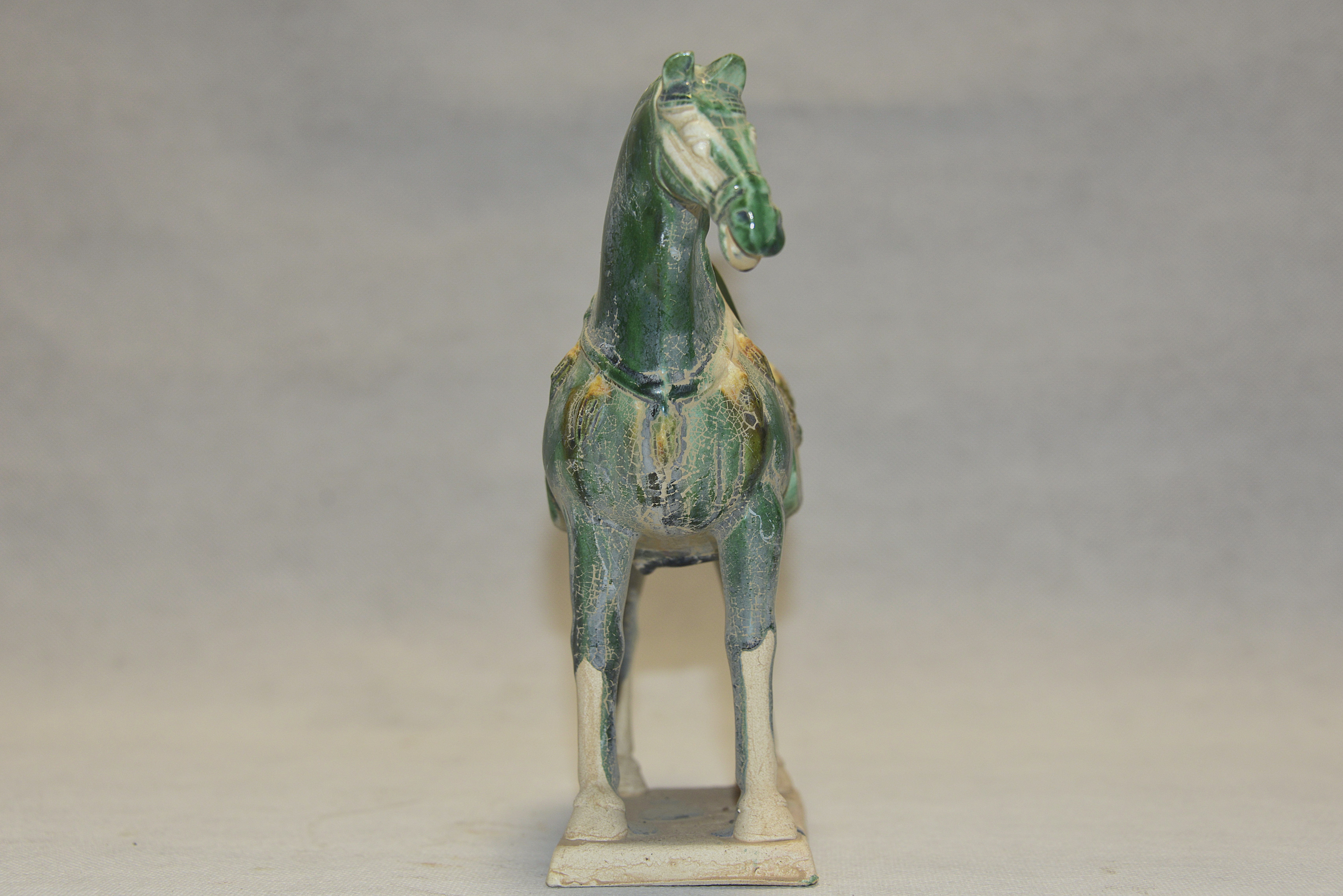 唐三彩绿釉宝饰鞍马俑  21×20×7.5cm - 3