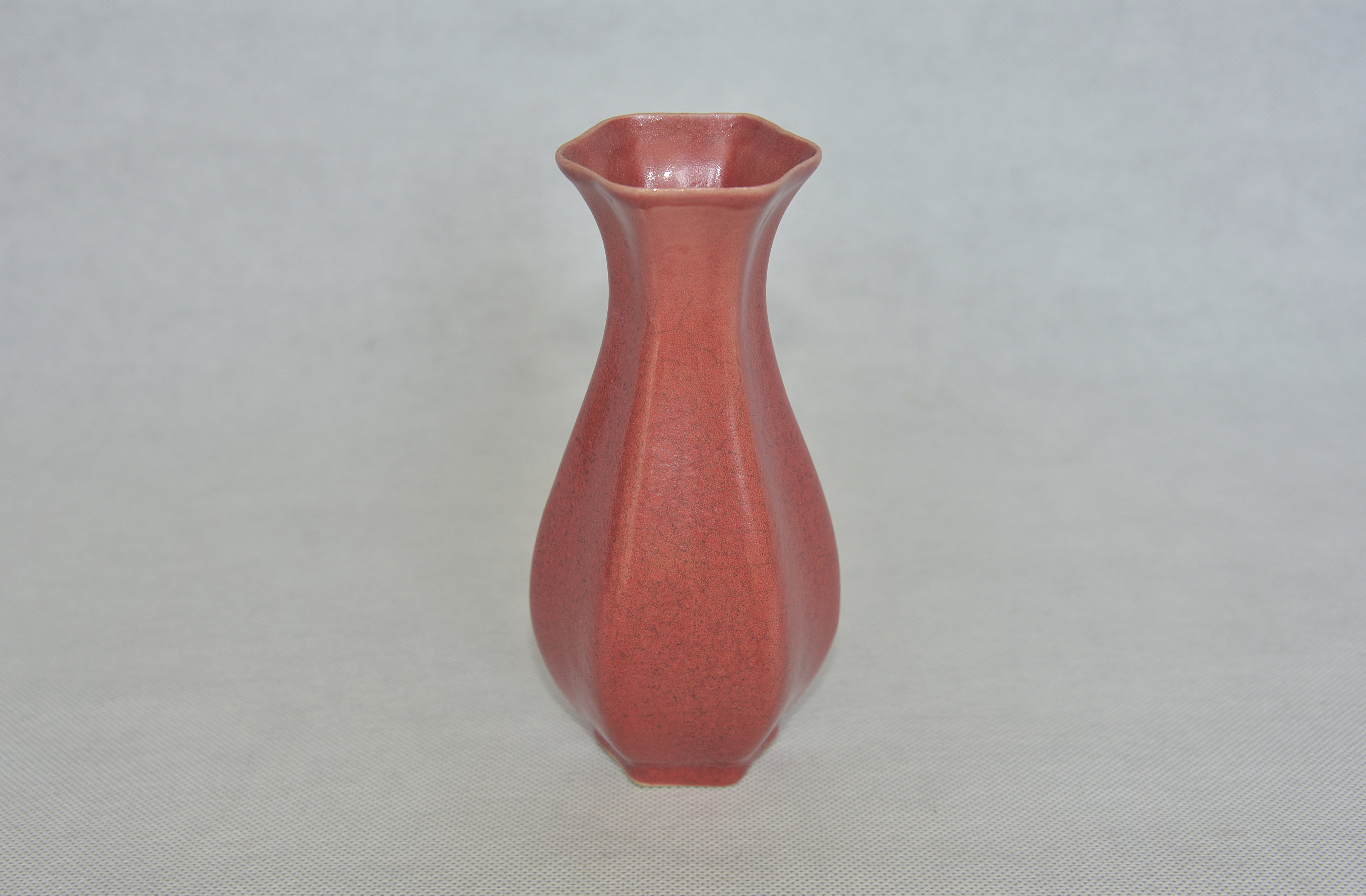 红釉六棱玉壶春瓶（柴款） 17×9×4.5×6cm - 2