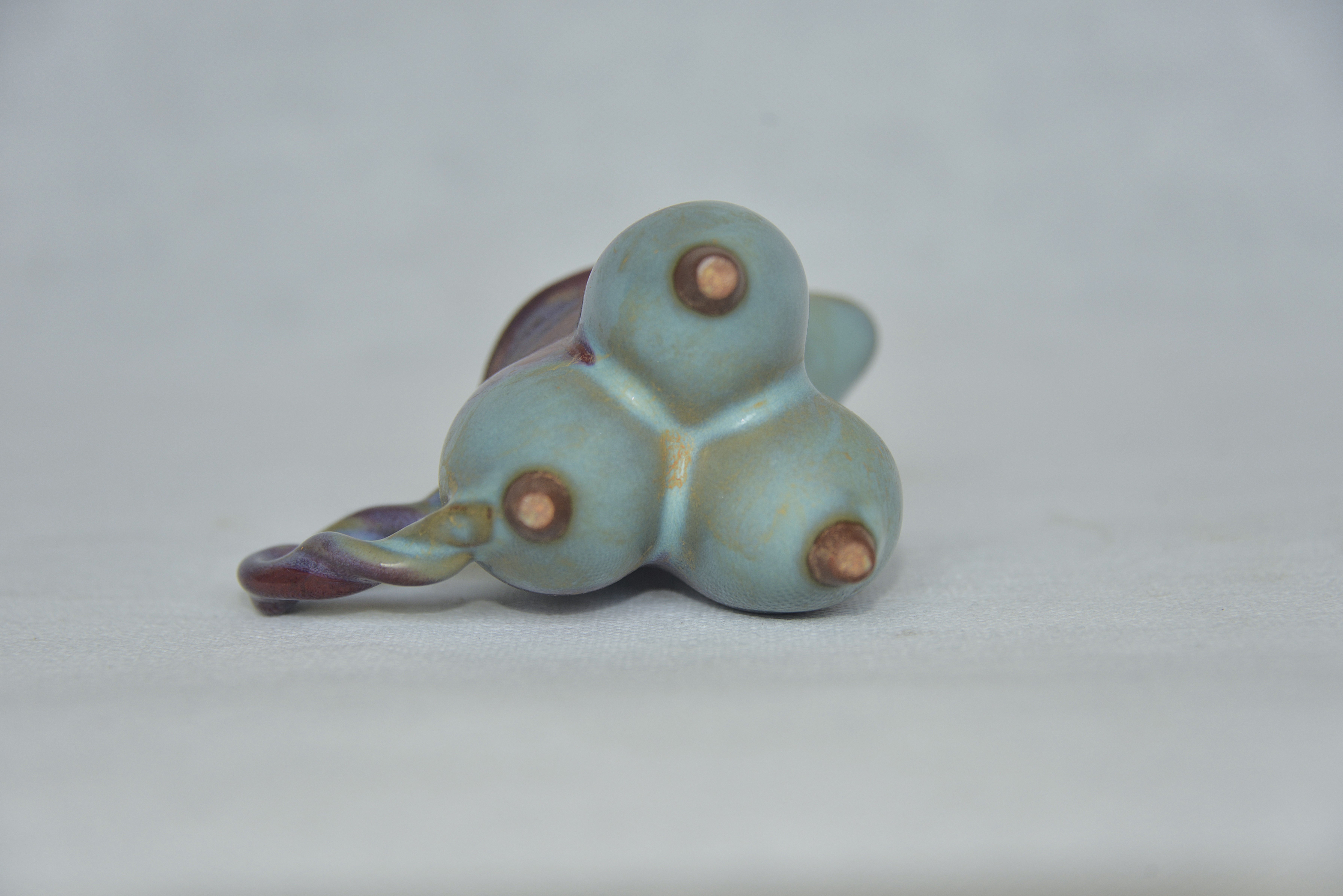 钧瓷天蓝紫斑窑变三足绞柄分酒器  10.5×10×7cm - 4