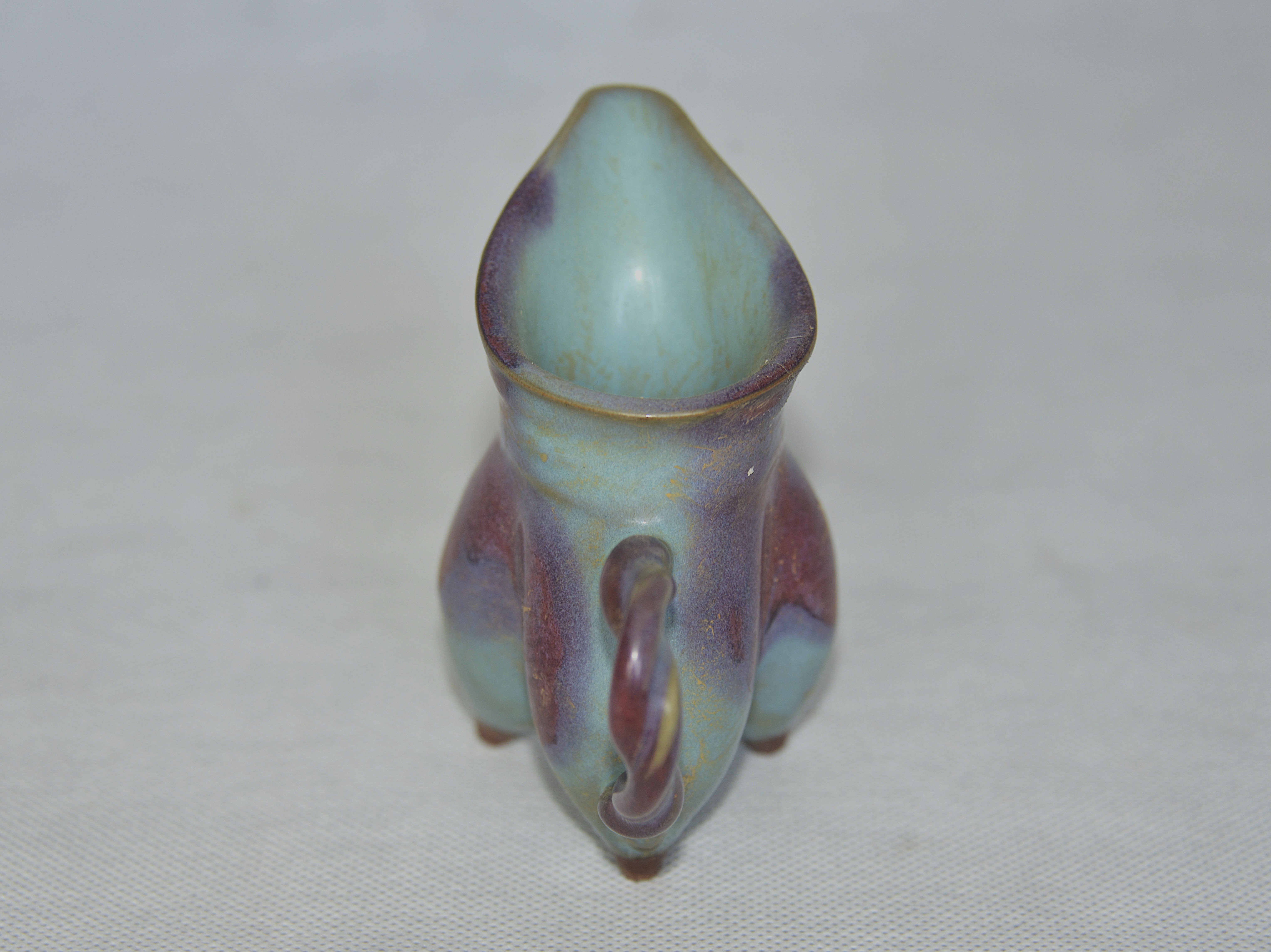 钧瓷天蓝紫斑窑变三足绞柄分酒器  10.5×10×7cm - 3