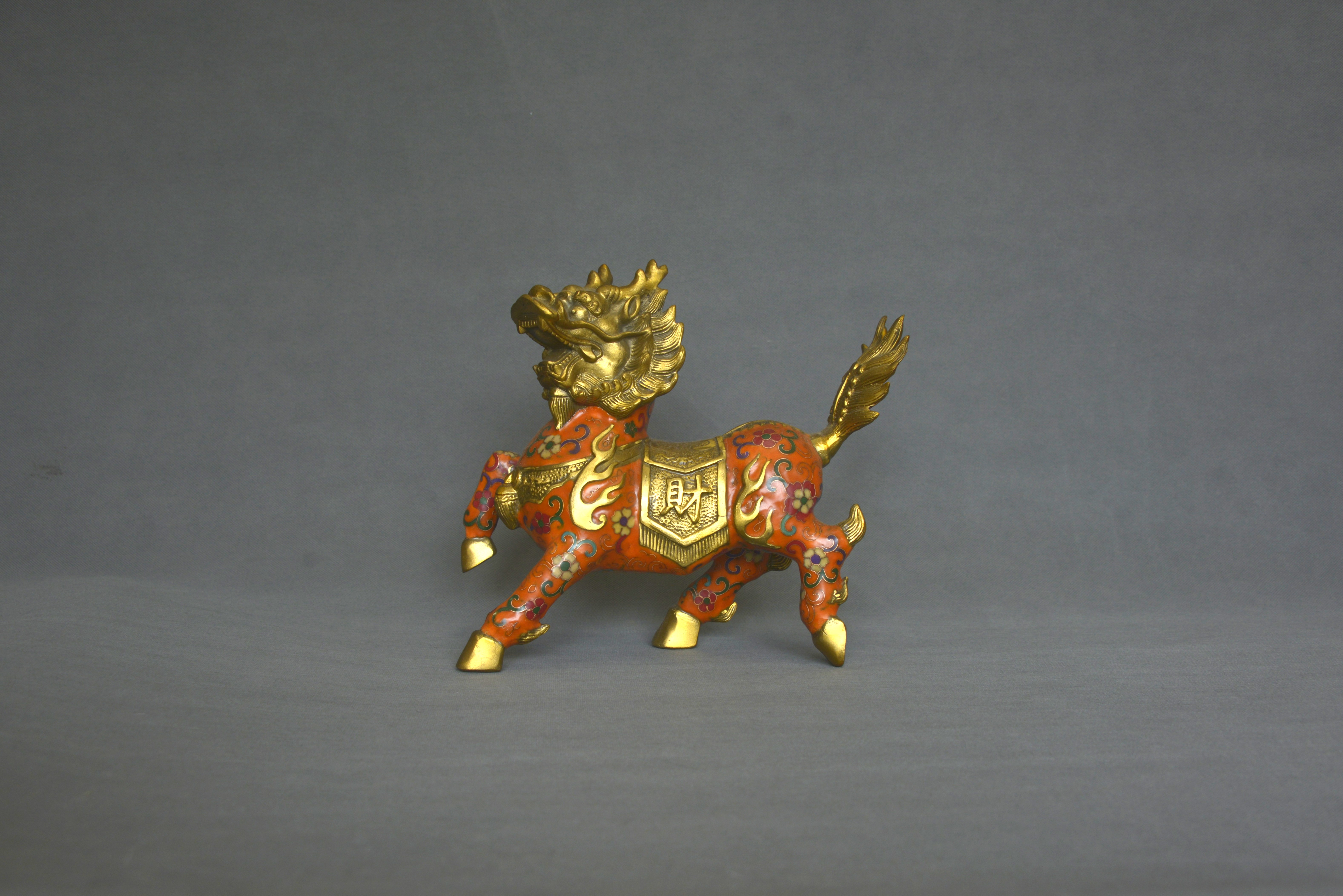 Copper Cloisonné Auspicious Qilin Ornament 24×23×10 cm - 3