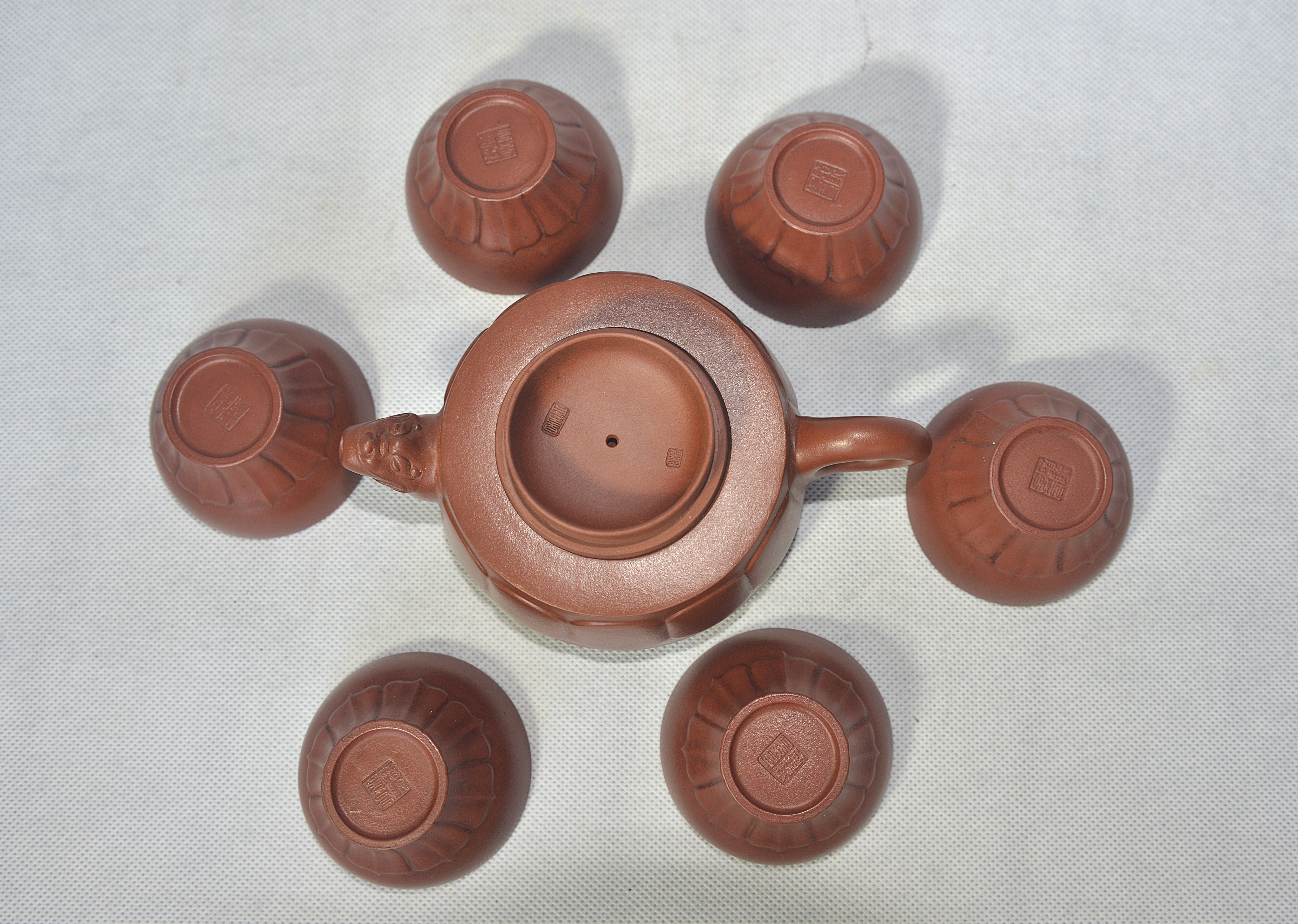 Gu Jingzhou Style Dragon-Mouth Hexagonal Zisha Teapot Set (1 Pot, 6 Cups) Pot 7×16×6×7.5 cm | Cup 4×6.8×3.5 cm - 5