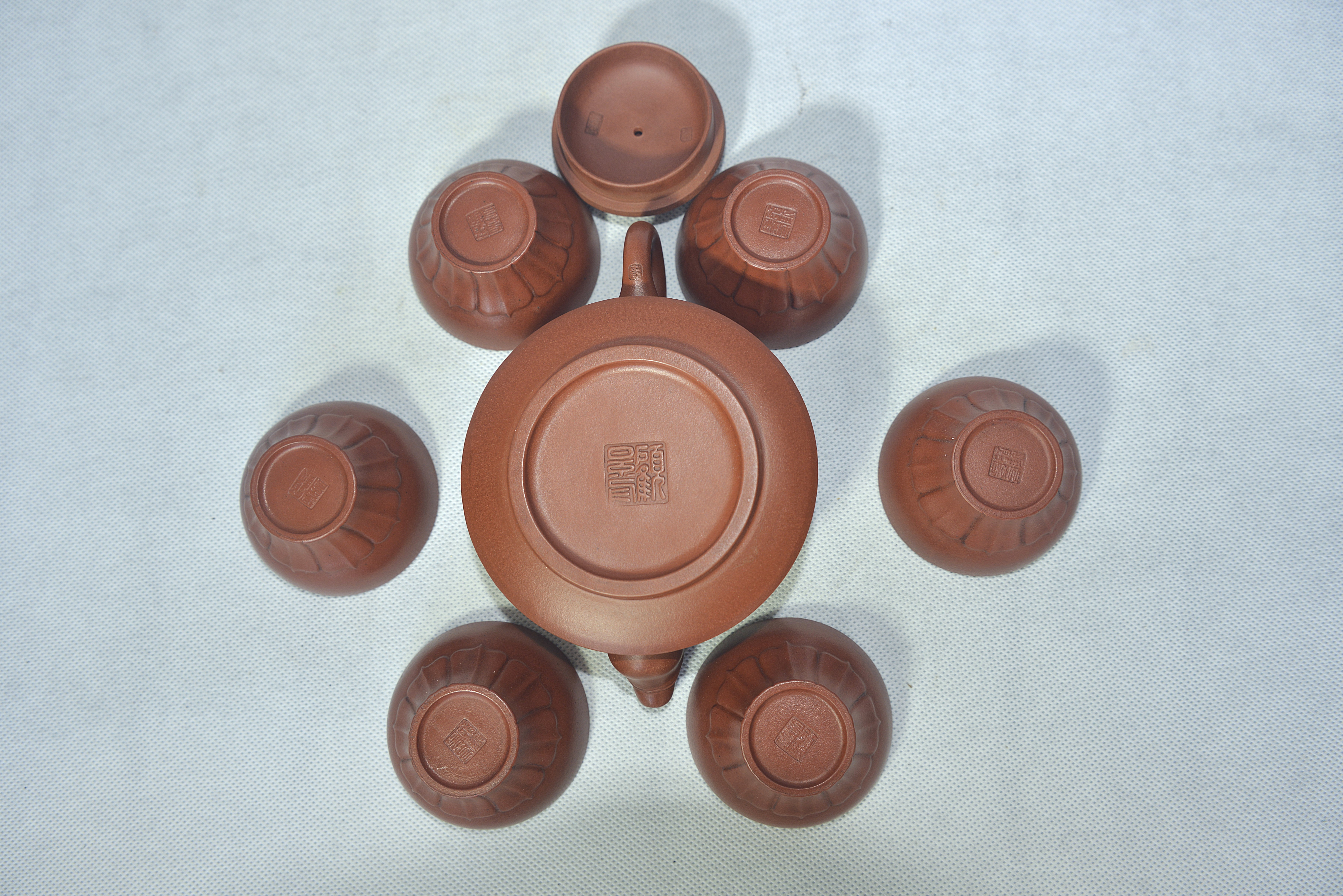 Gu Jingzhou Style Dragon-Spout Wengding Purple Clay Teapot Set (One Pot, Six Cups) Pot 7×16×6×7.5 cm; Cup 4×6.8×3.5 cm - 4