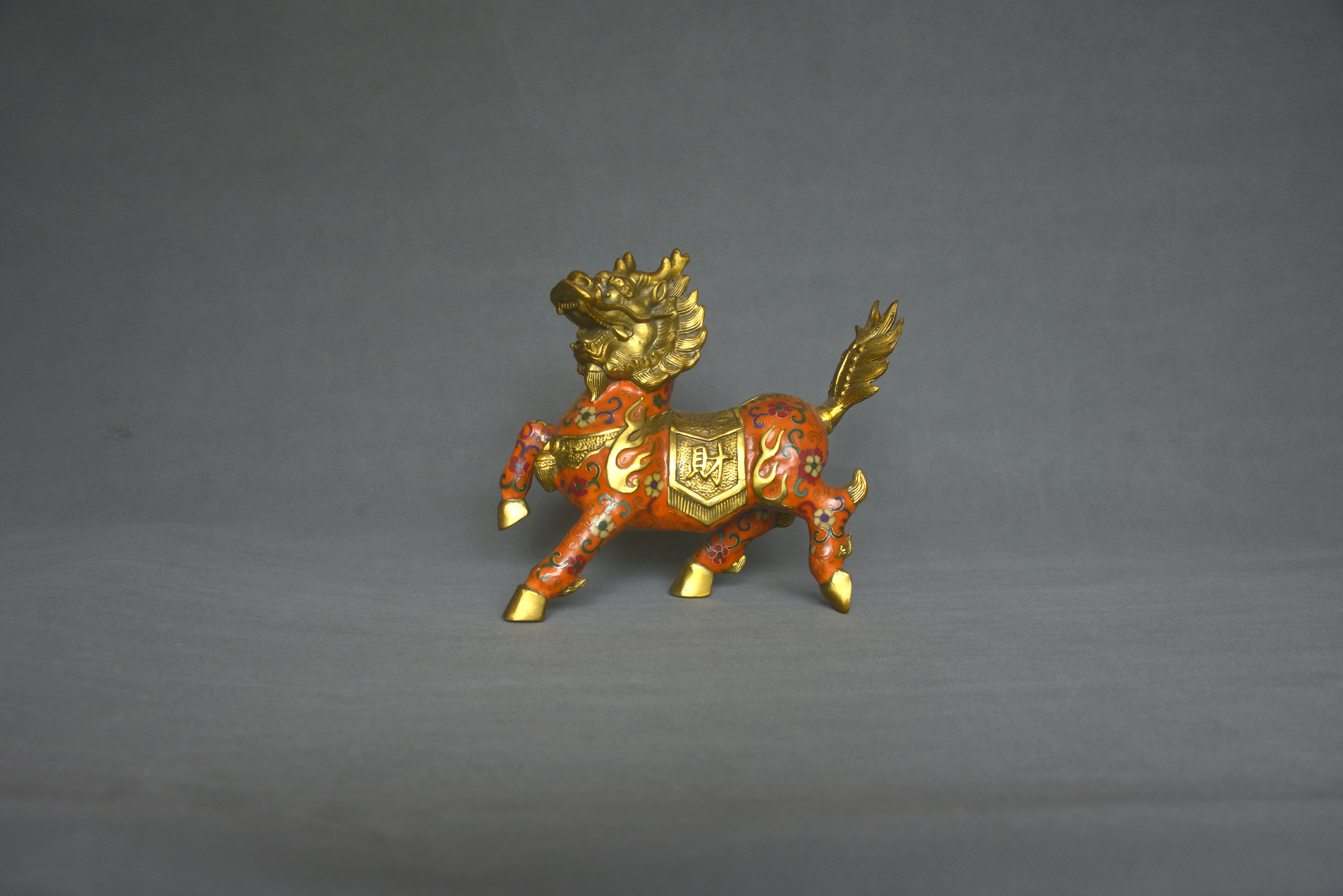 Copper Cloisonné Wealth-Bringing Qilin Ornament 24×23×10 cm