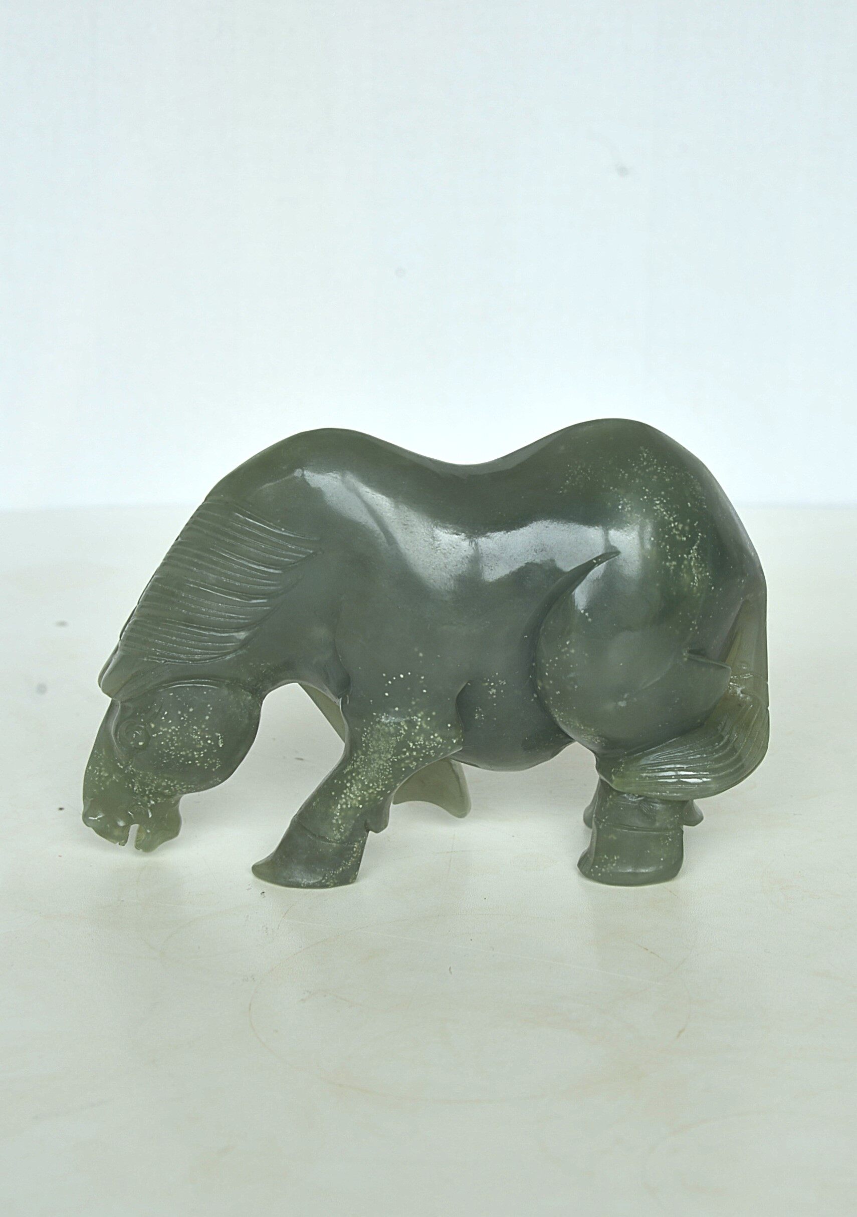 Hetian Jade Horse-Drinking Figurine, Weight: 313.8g