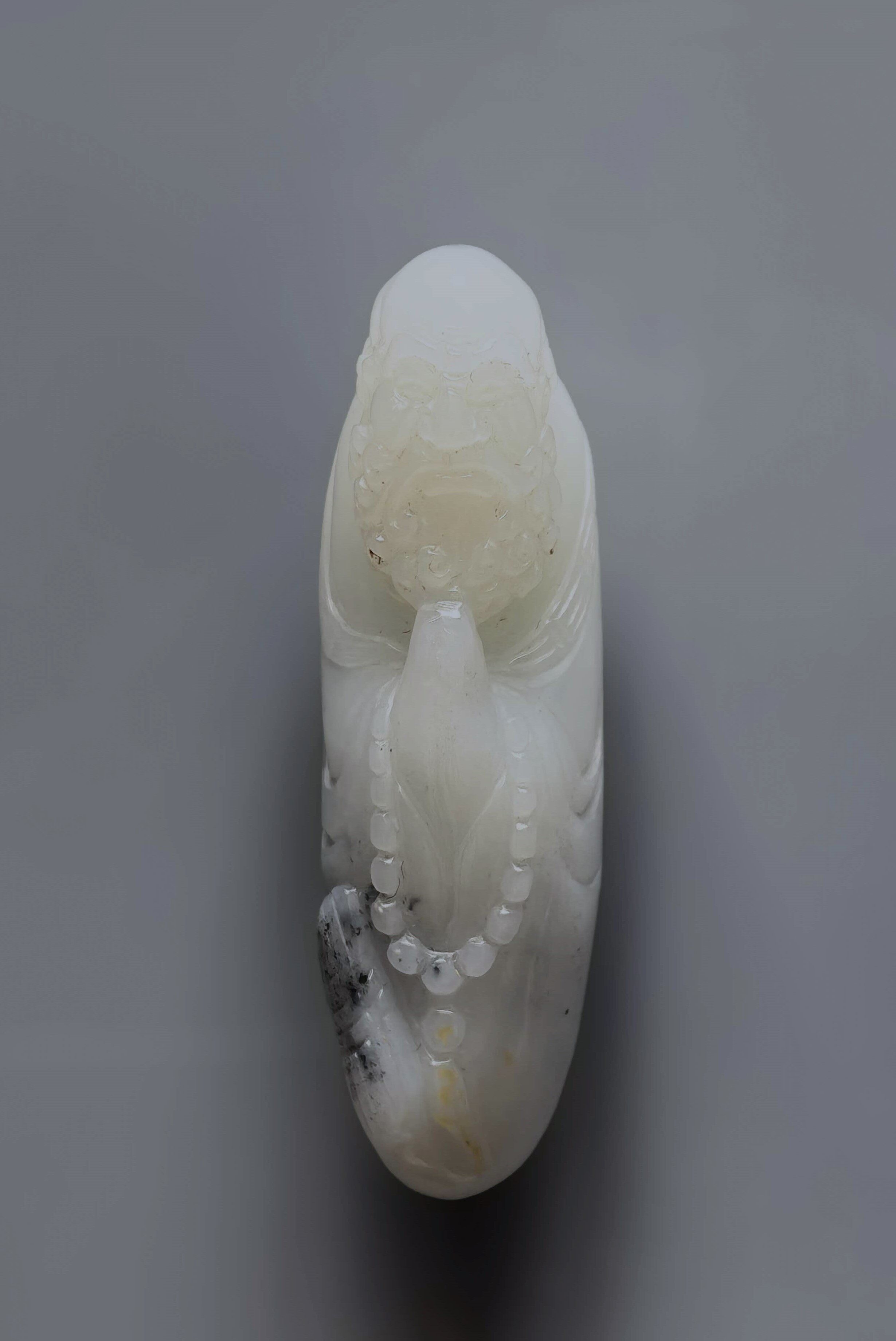 Hetian White Jade Seed Material Dharma Bodhi Figurine 7.5×3×2.5 cm, Weight: 81.59g