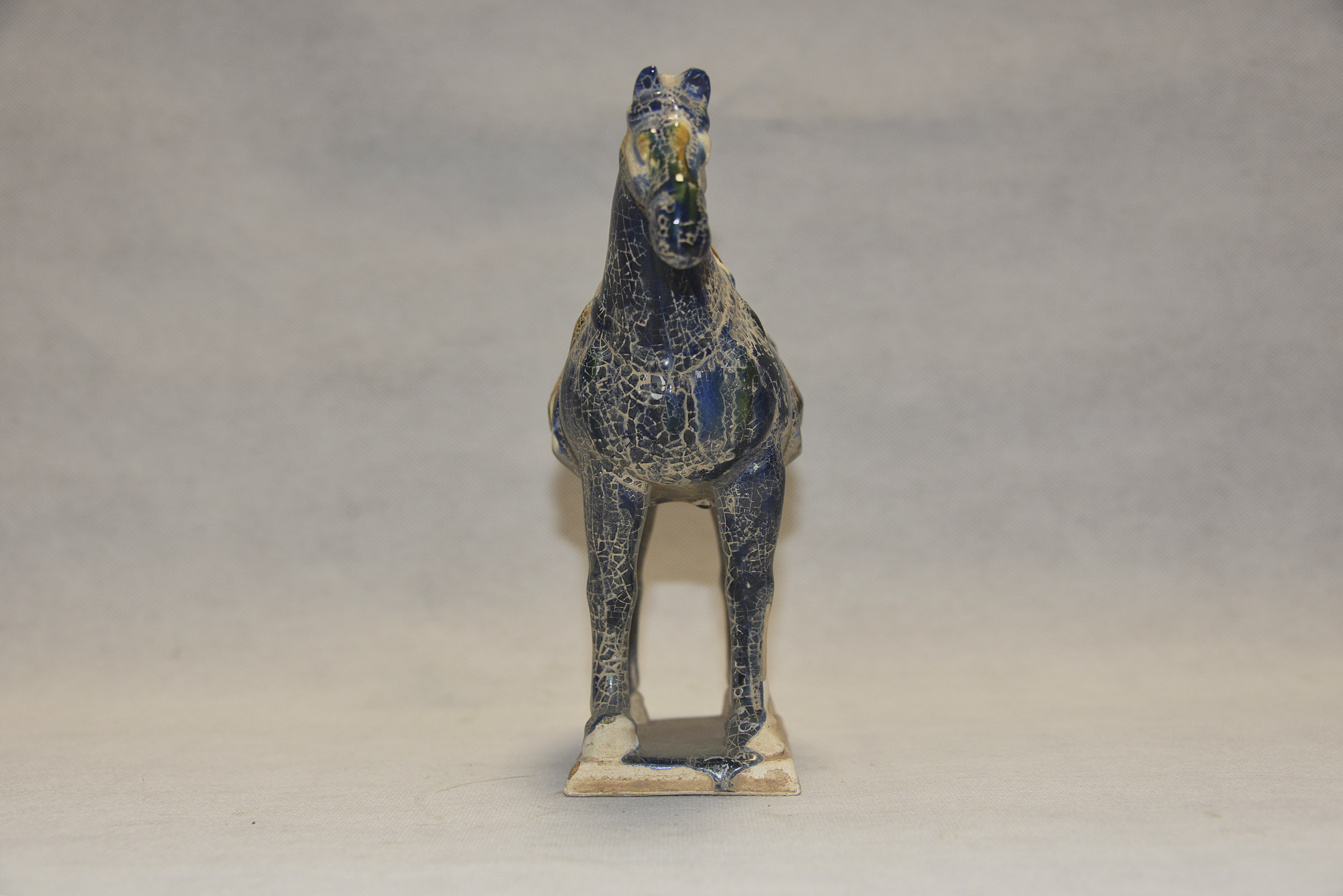 唐三彩蓝釉鞍马陶俑  23×21×8cm - 3