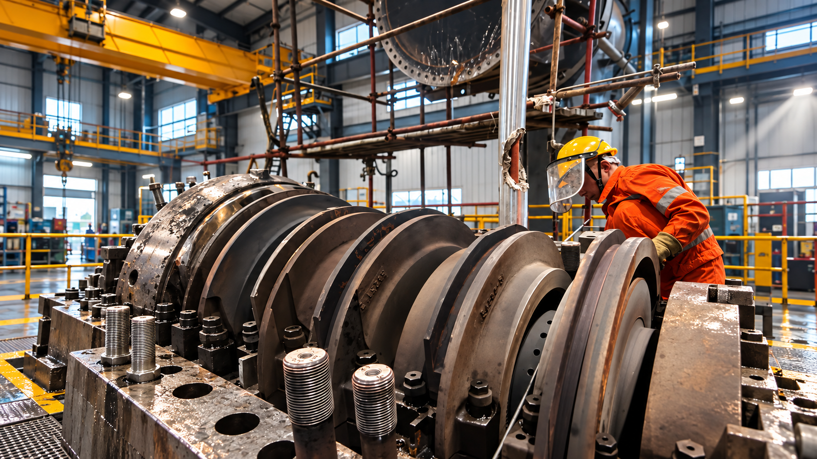 Pelaksanaan overhaul rotor turbin di lapangan