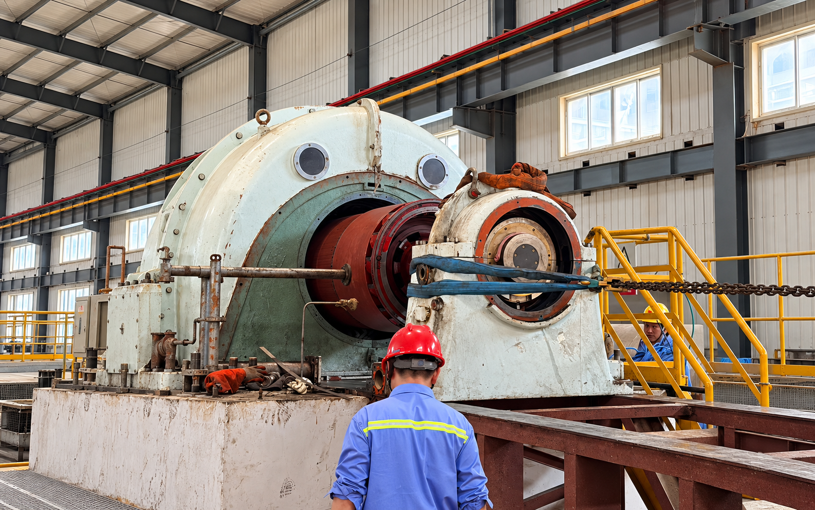 Operasi penarikan rotor generator dengan perlindungan stator