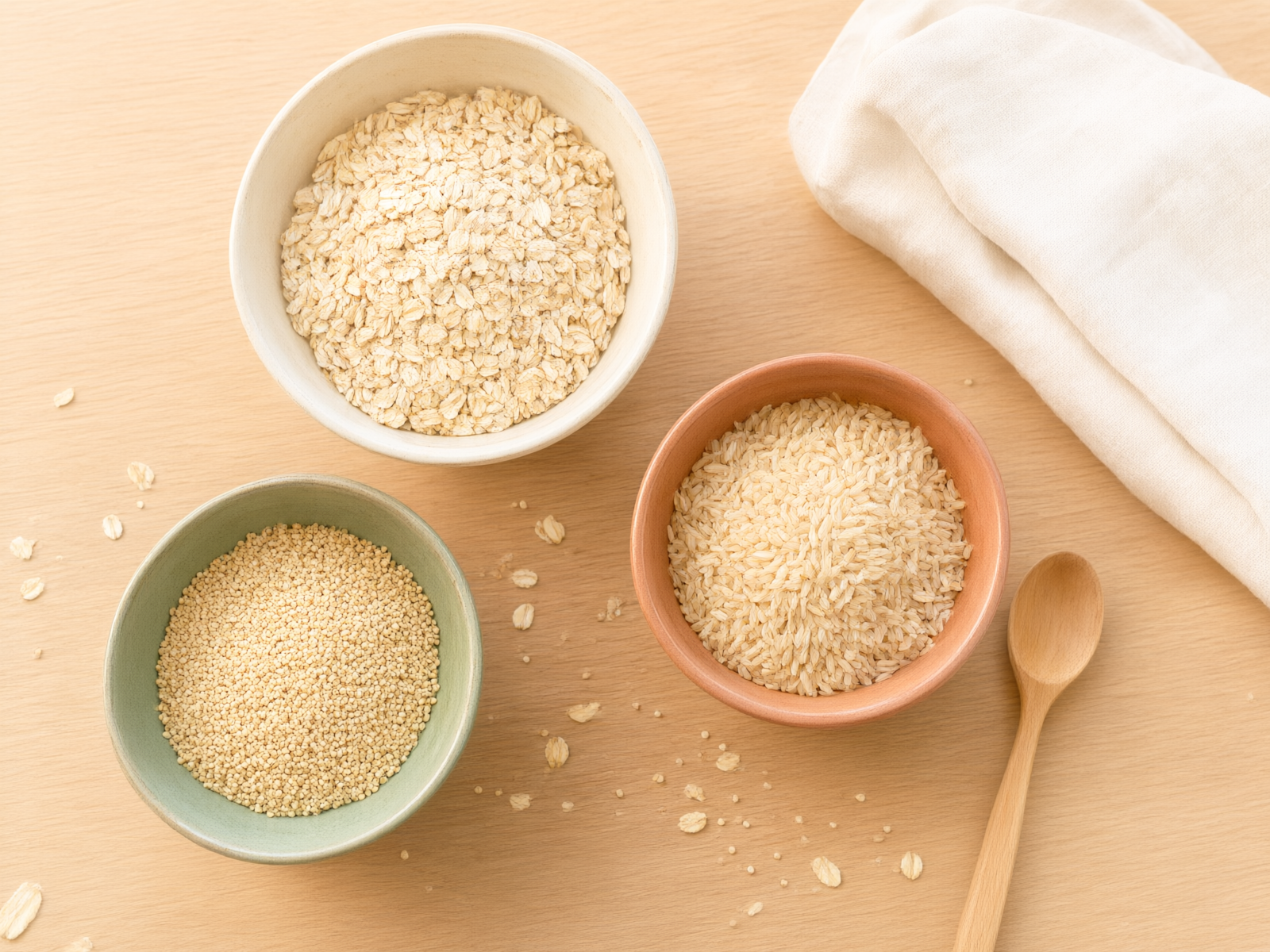 Whole grain ingredients: oats, quinoa, brown rice