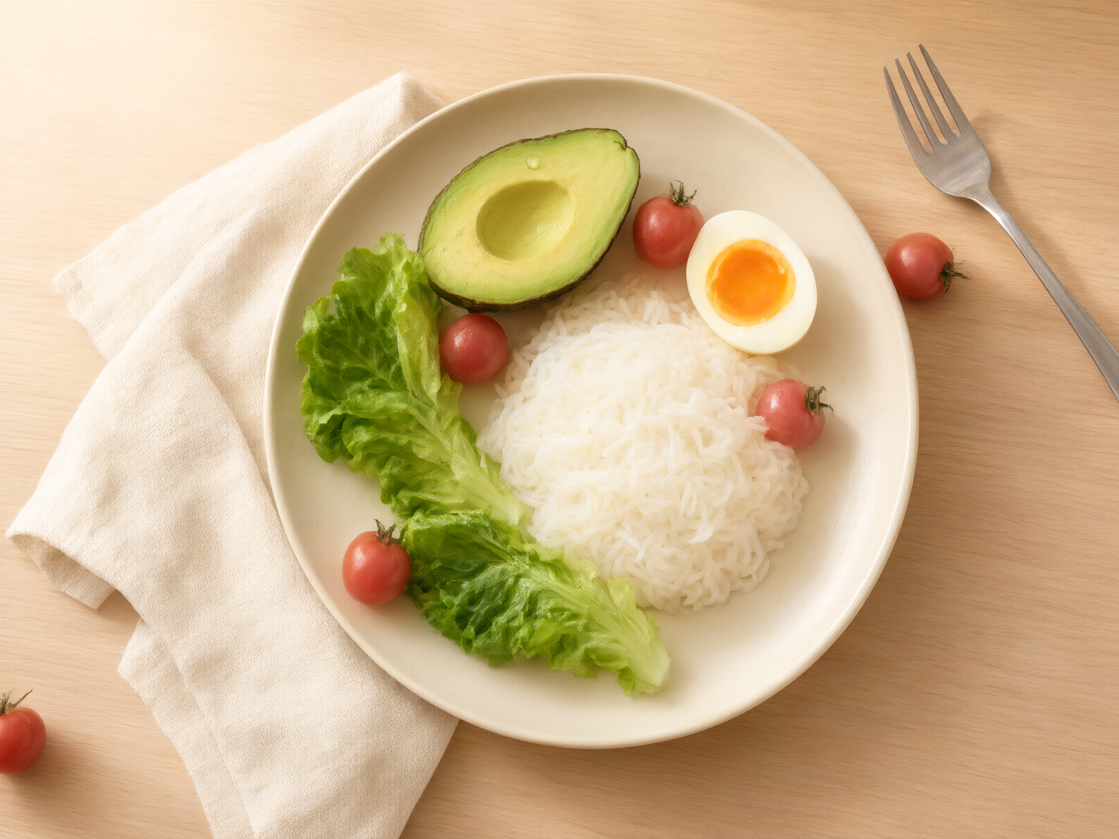 Complete konjac rice meal pairing