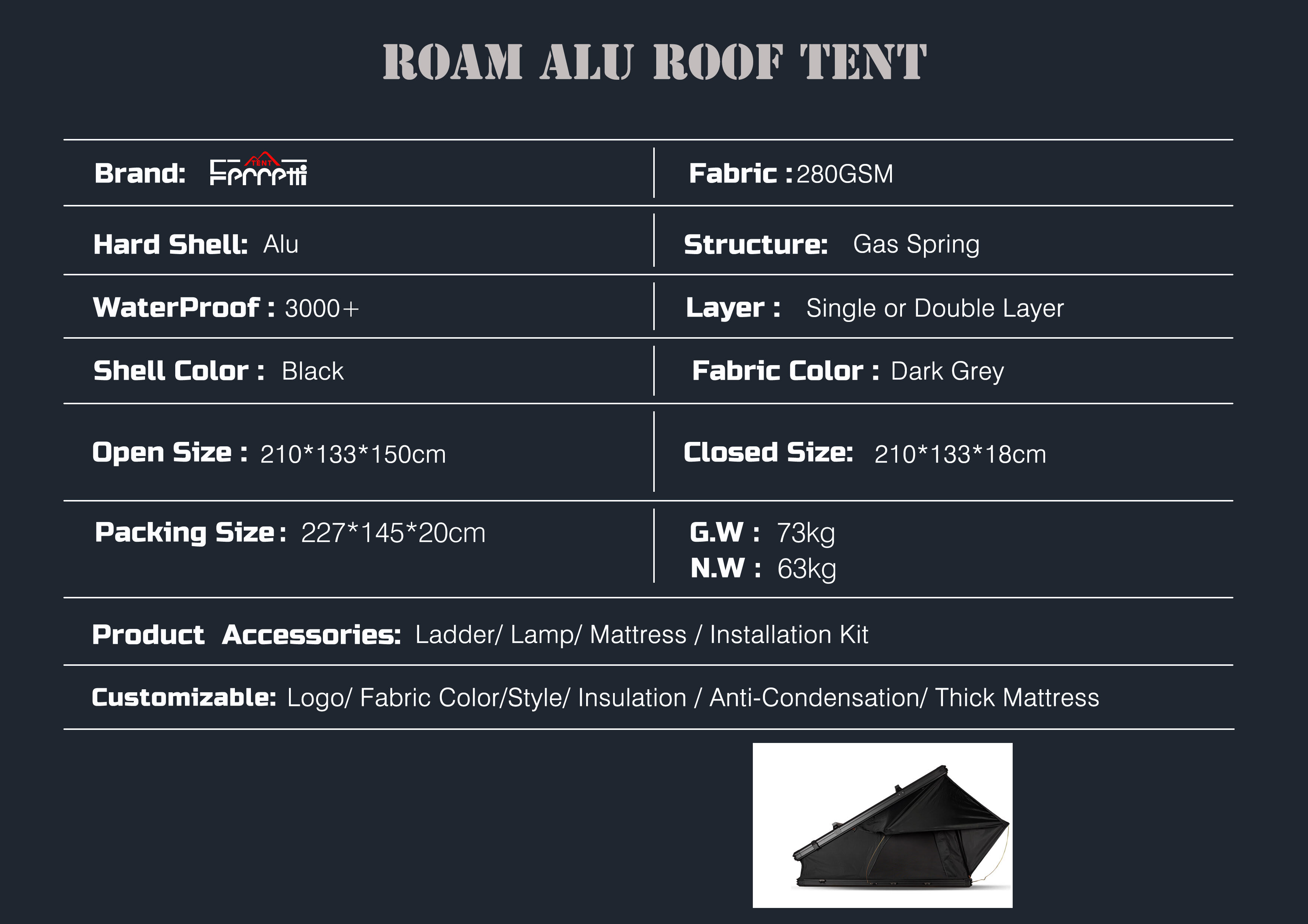 Adventure Alu Rooftop Tent Pro 4