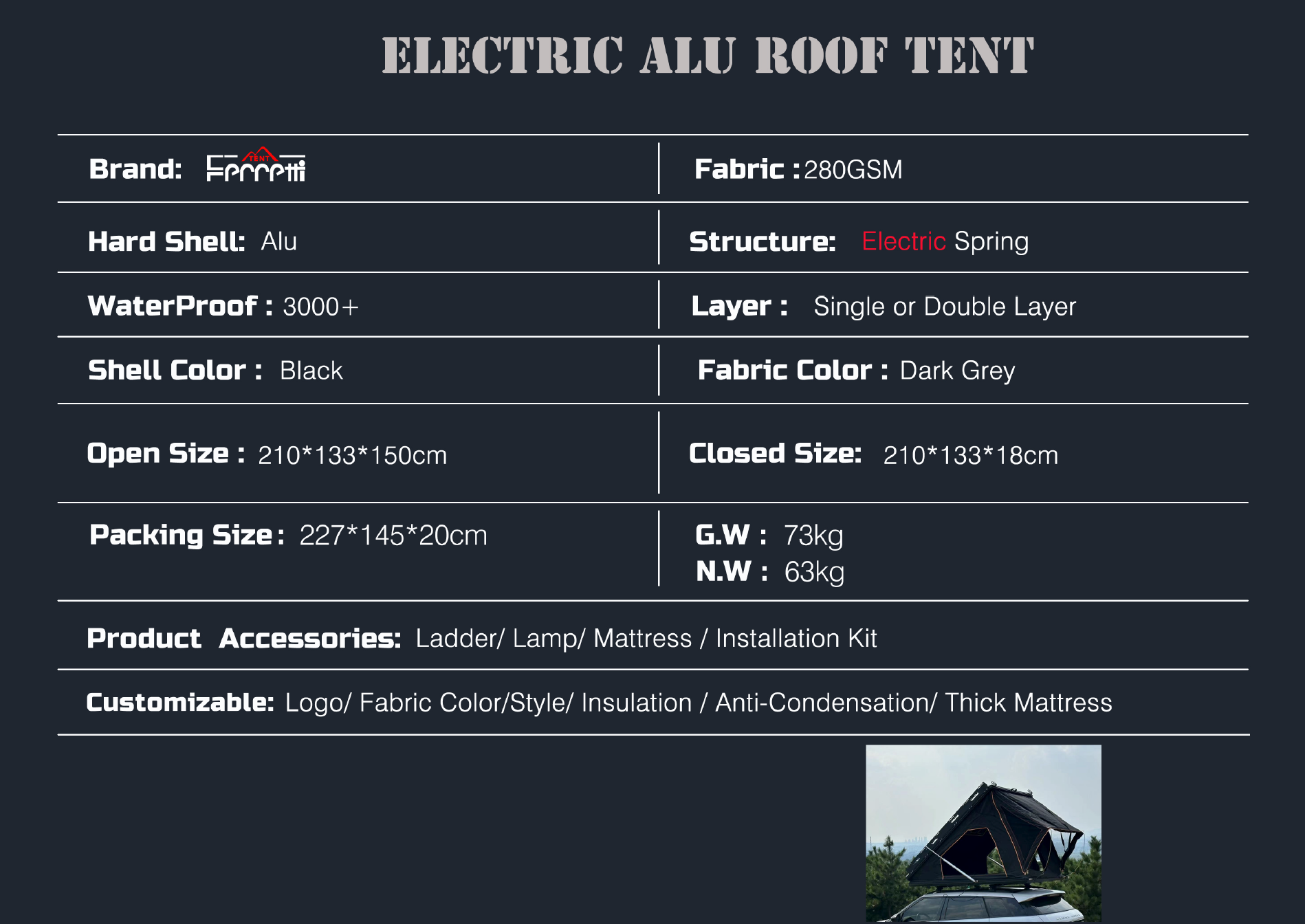 Aluminum Alloy Electric RoofTop Tent 3