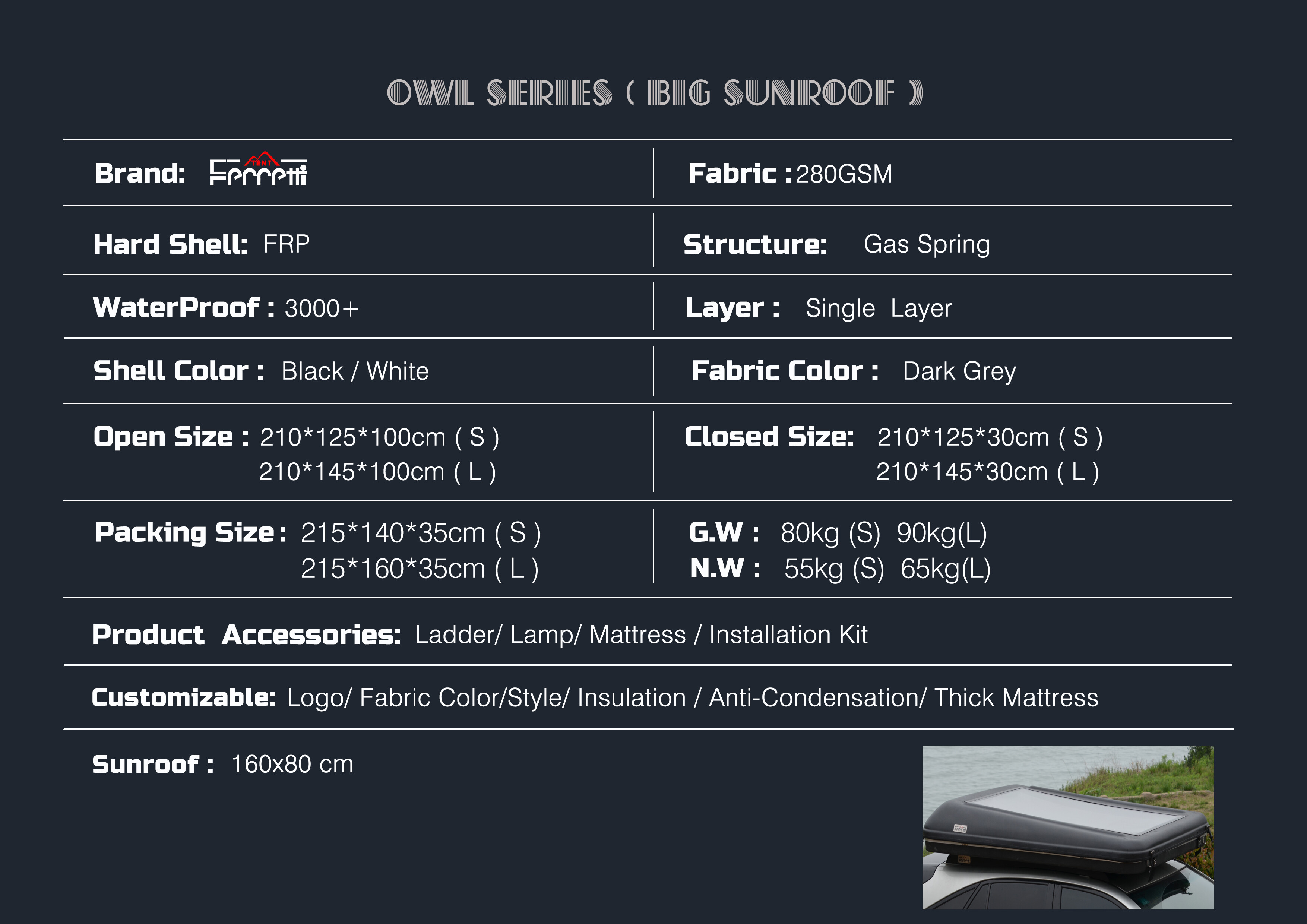 Panoramic Sunroof  Hard Shell RTT 4