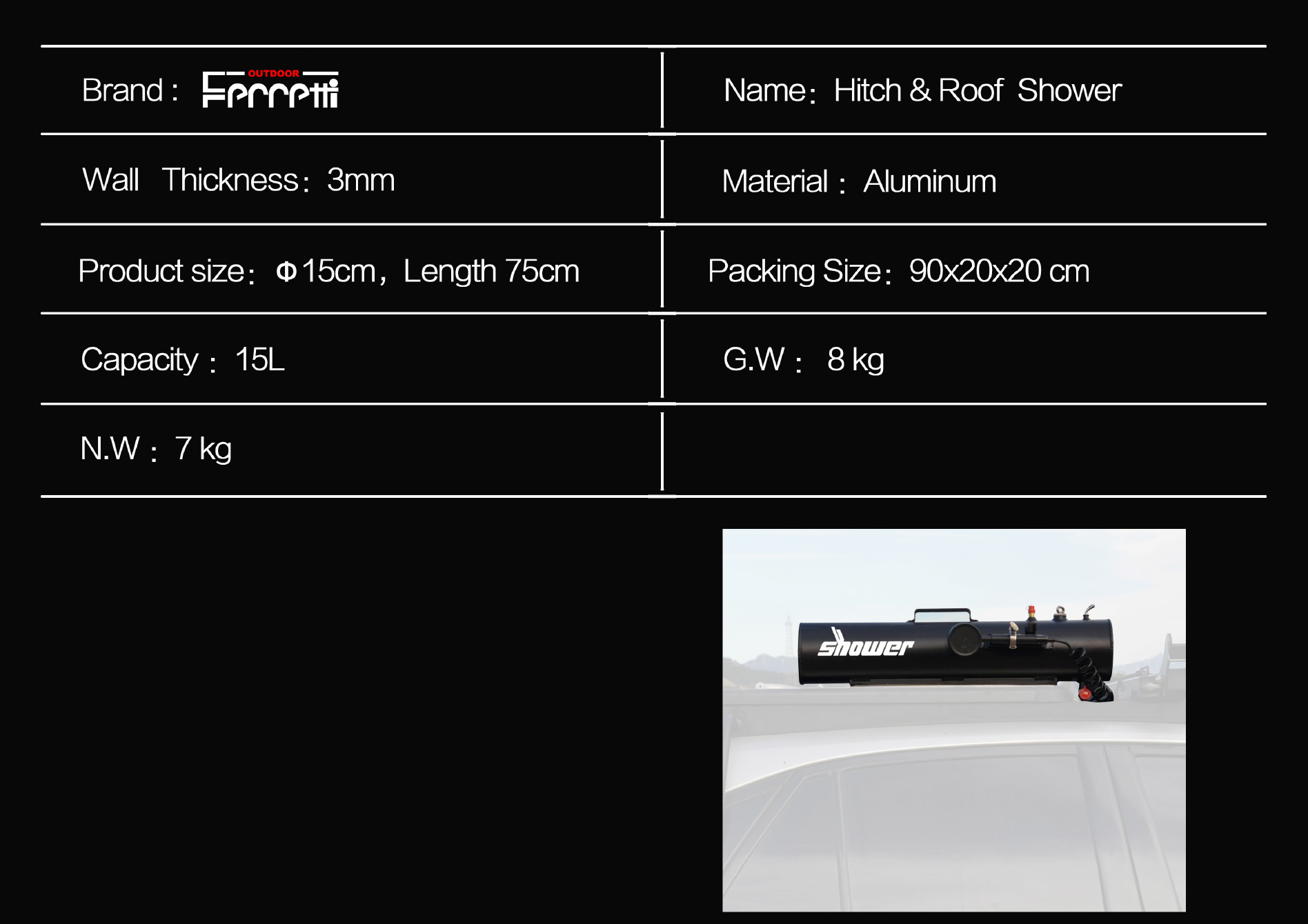 Car Road Shower 15L 3