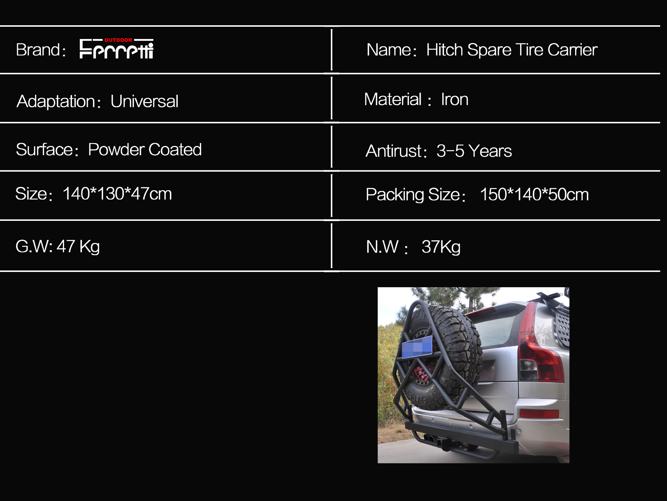 Hitch Tire Carrier F12 4
