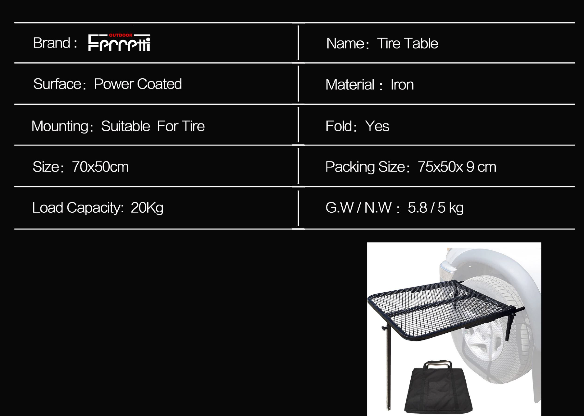 Tire Table F01 4