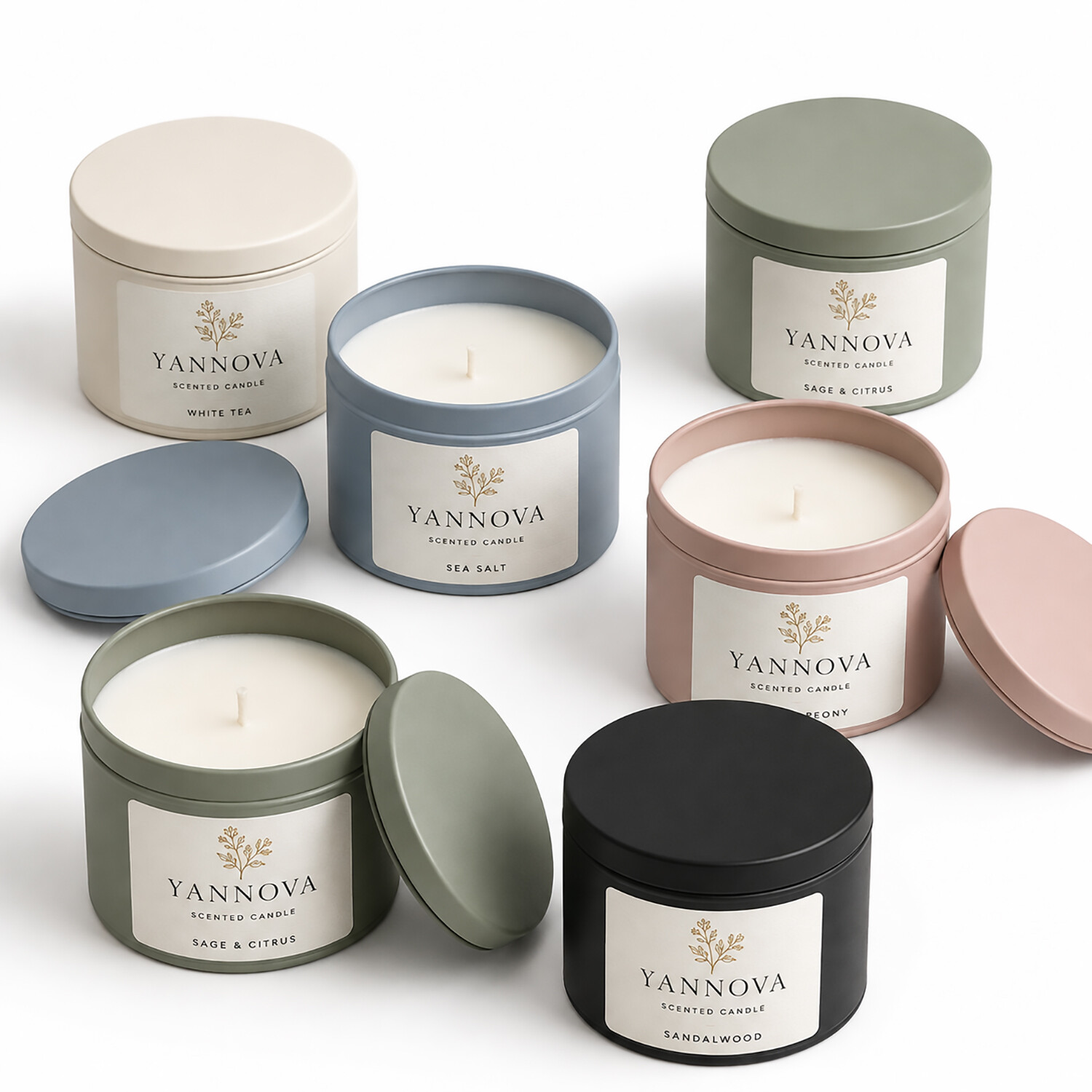 Scented Essential Oil Crystal Candle Tin Set