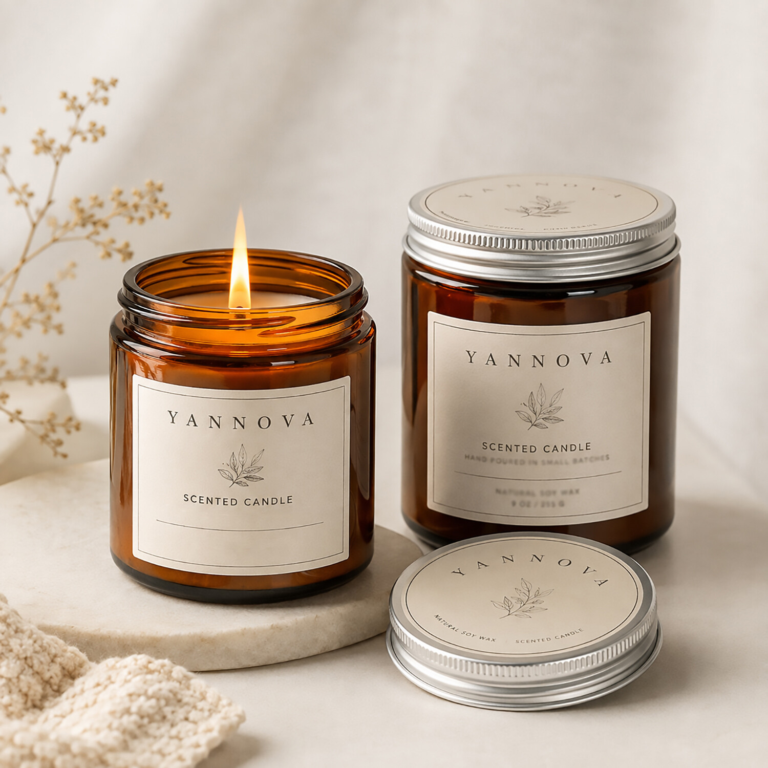 Luxury Scented Amber Glass Jar Candle