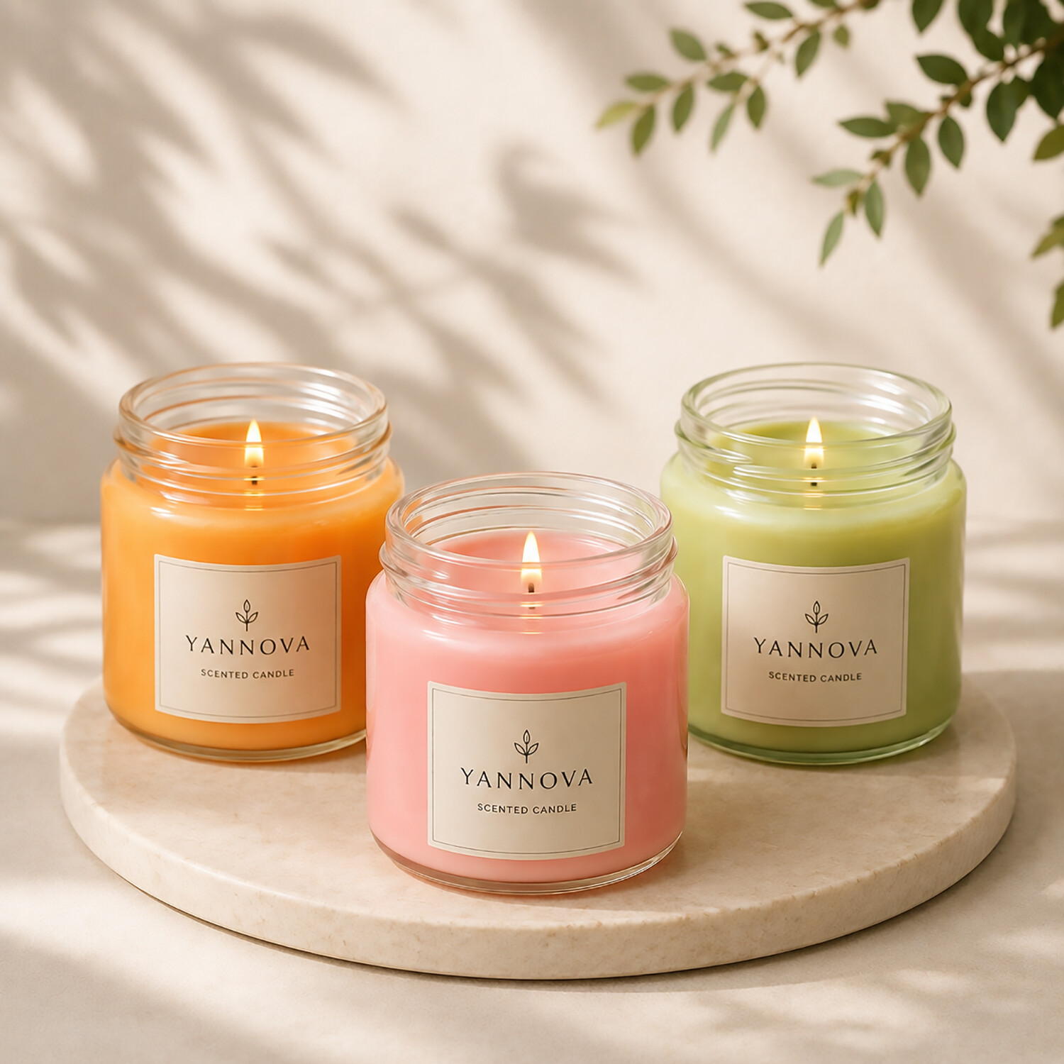 Decorative Gift Set: Luxury Scented Soy Wax Candle in Glass Jar